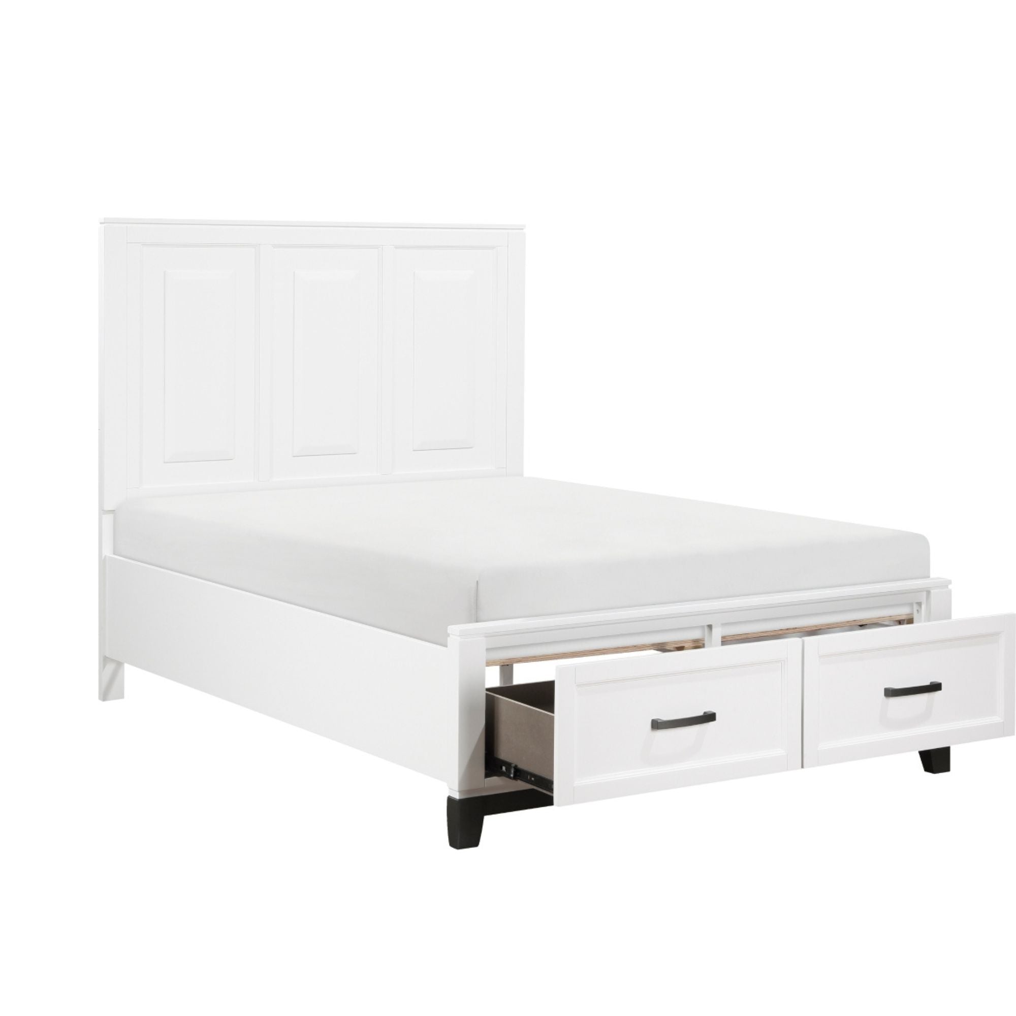Maz Garretson Bed 1450WH in a bedroom setting with white finish and modern design, showcasing a stylish and comfortable sleeping space.