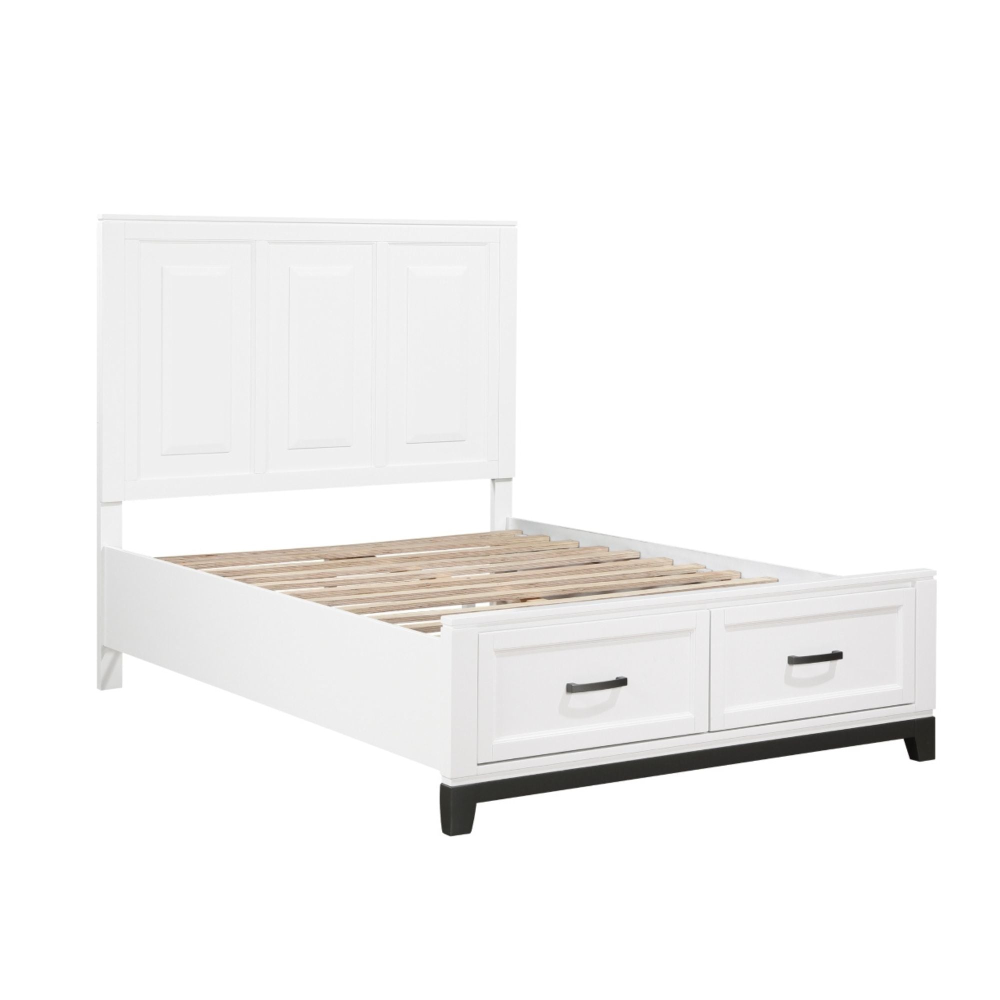 MAZ Garretson Bed 1450WH in a bedroom setting, featuring a white bed frame with a modern design and clean lines.