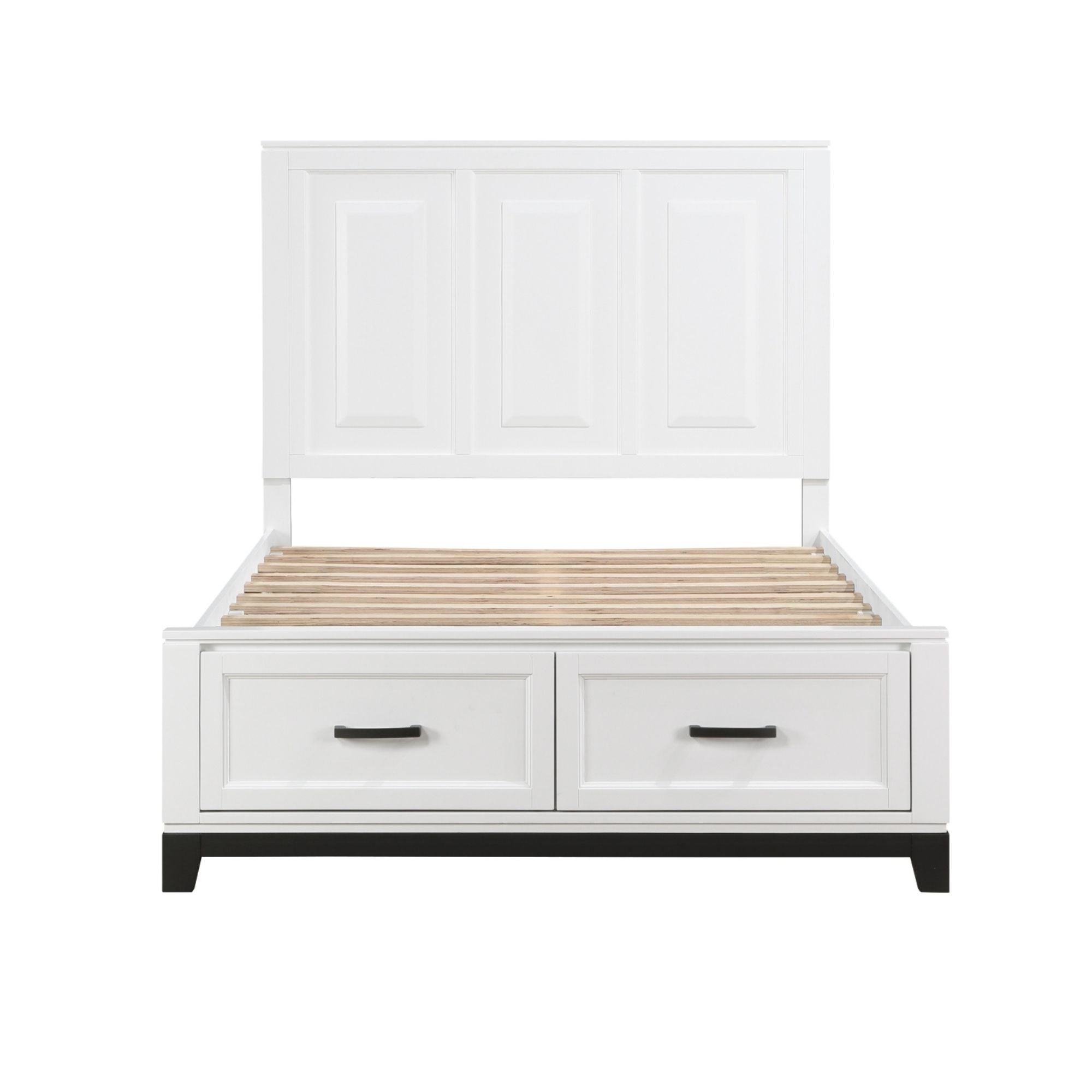 MAZ Garretson Bed 1450WH in a bedroom setting, featuring a white bed frame with a modern design and clean lines.
