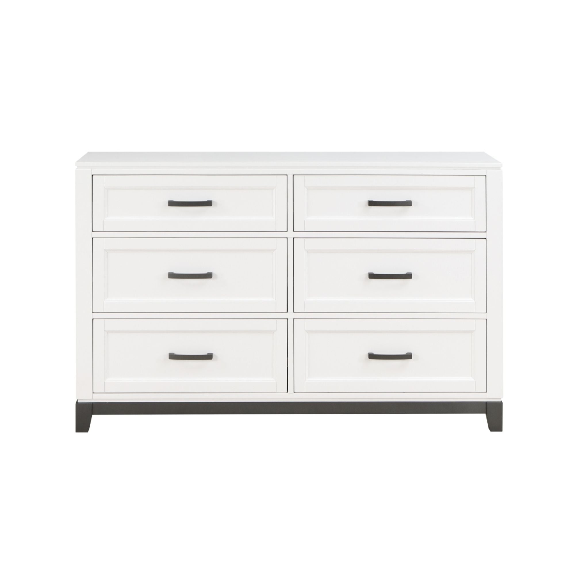 MAZ Garretson Dresser 1450WH with clean white finish and sleek modern design, featuring multiple drawers for bedroom storage.