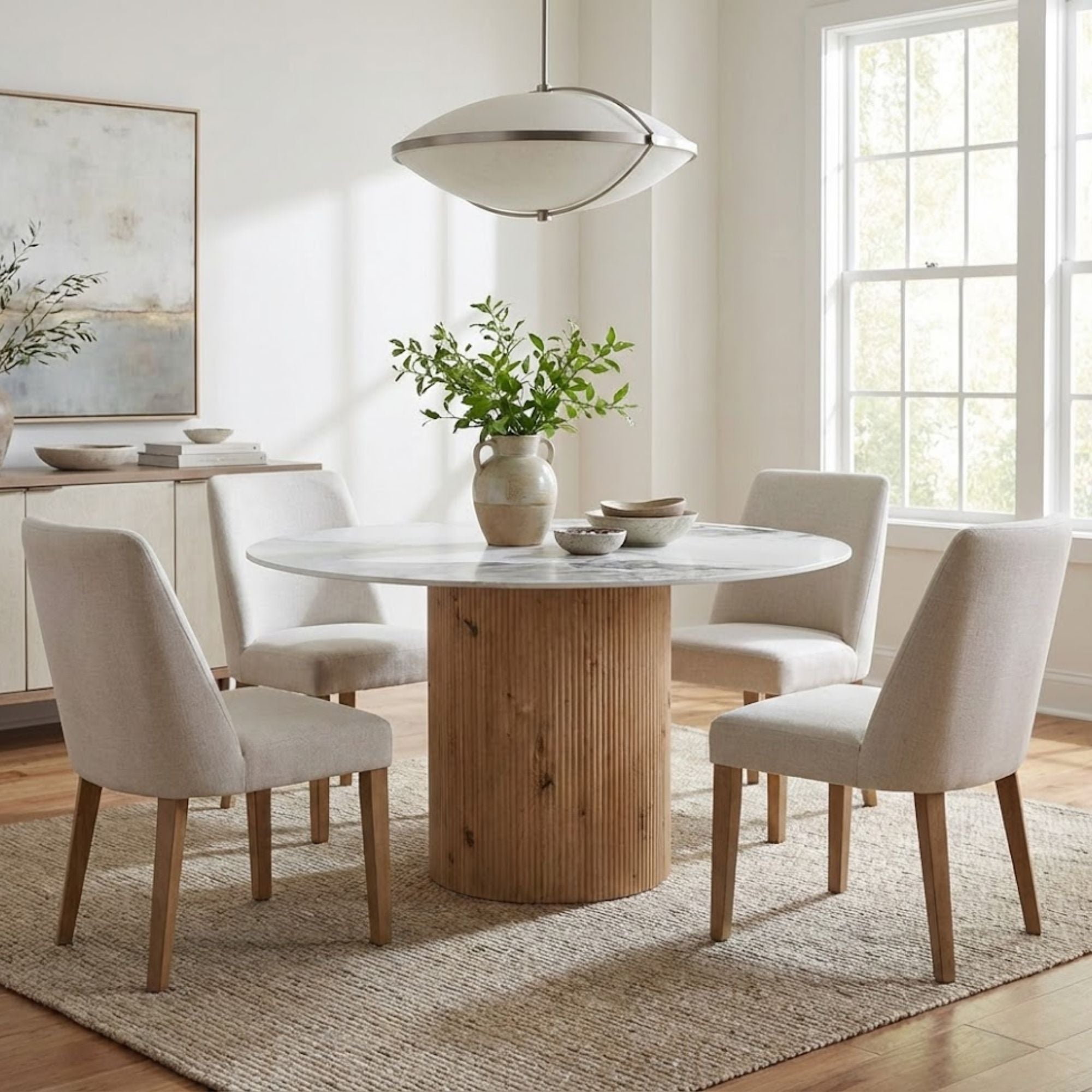 Roman Dining Table with Ceramic Top in Natural | CastleUp Experience Centre Online Furniture
