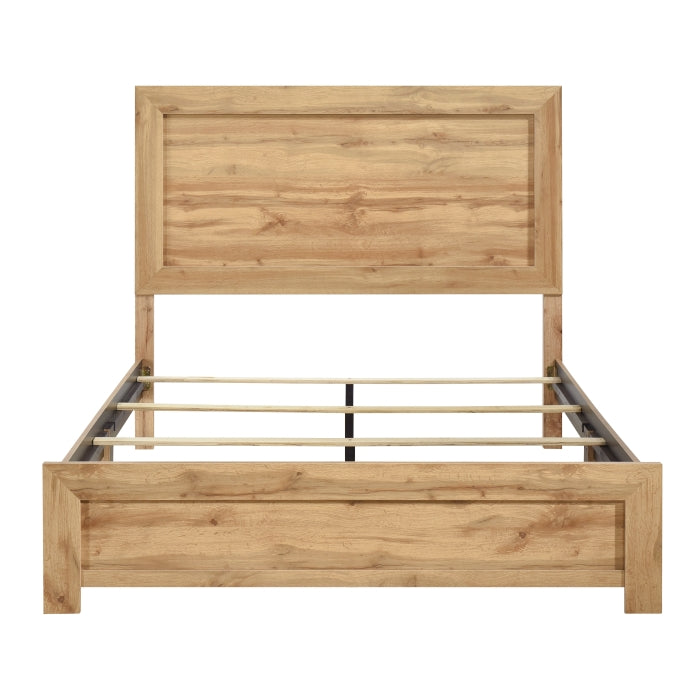 MAZ Corbin Collection bed in light brown with a front view, showcasing a modern bedroom furniture piece.