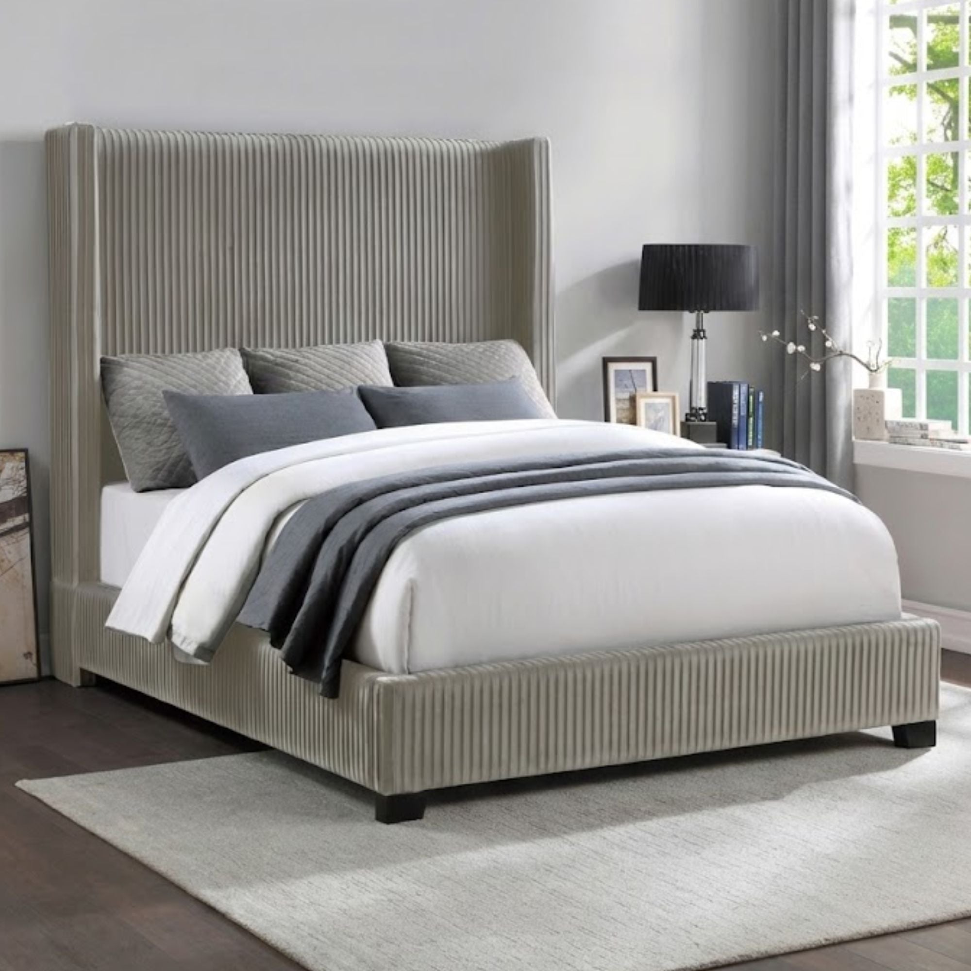 Glenbury Upholstered Bed in Taupe | CastleUp Experience Centre Online Furniture