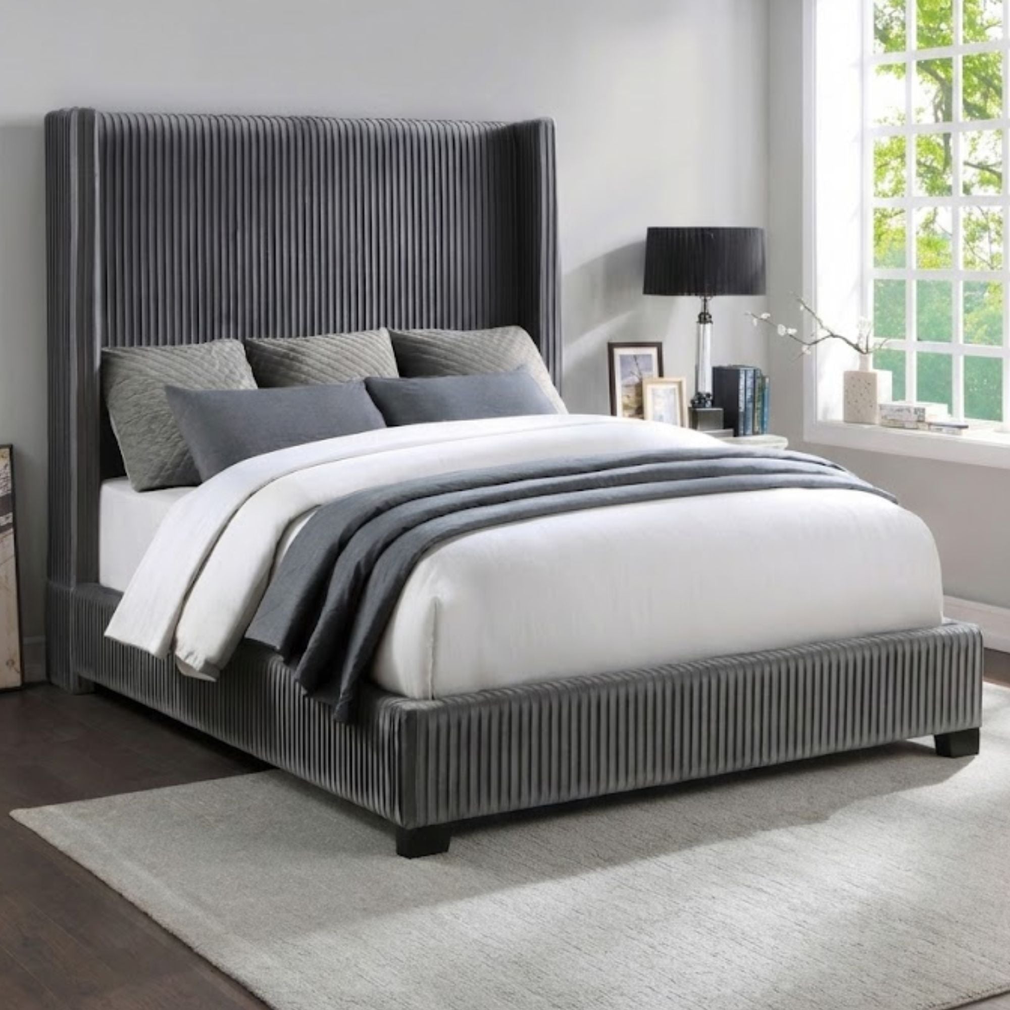 Glenbury Upholstered Bed in Dark Grey | CastleUp Experience Centre Online Furniture