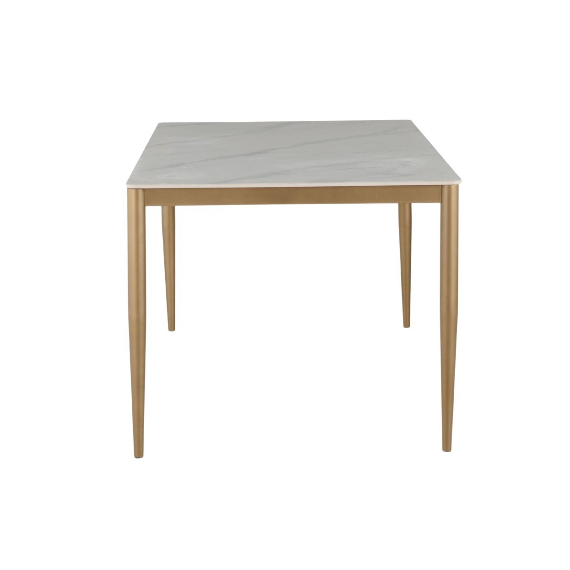 Brassex Emilia ceramic top dining table with sleek design, rectangular shape, and sturdy wooden legs for modern dining rooms.