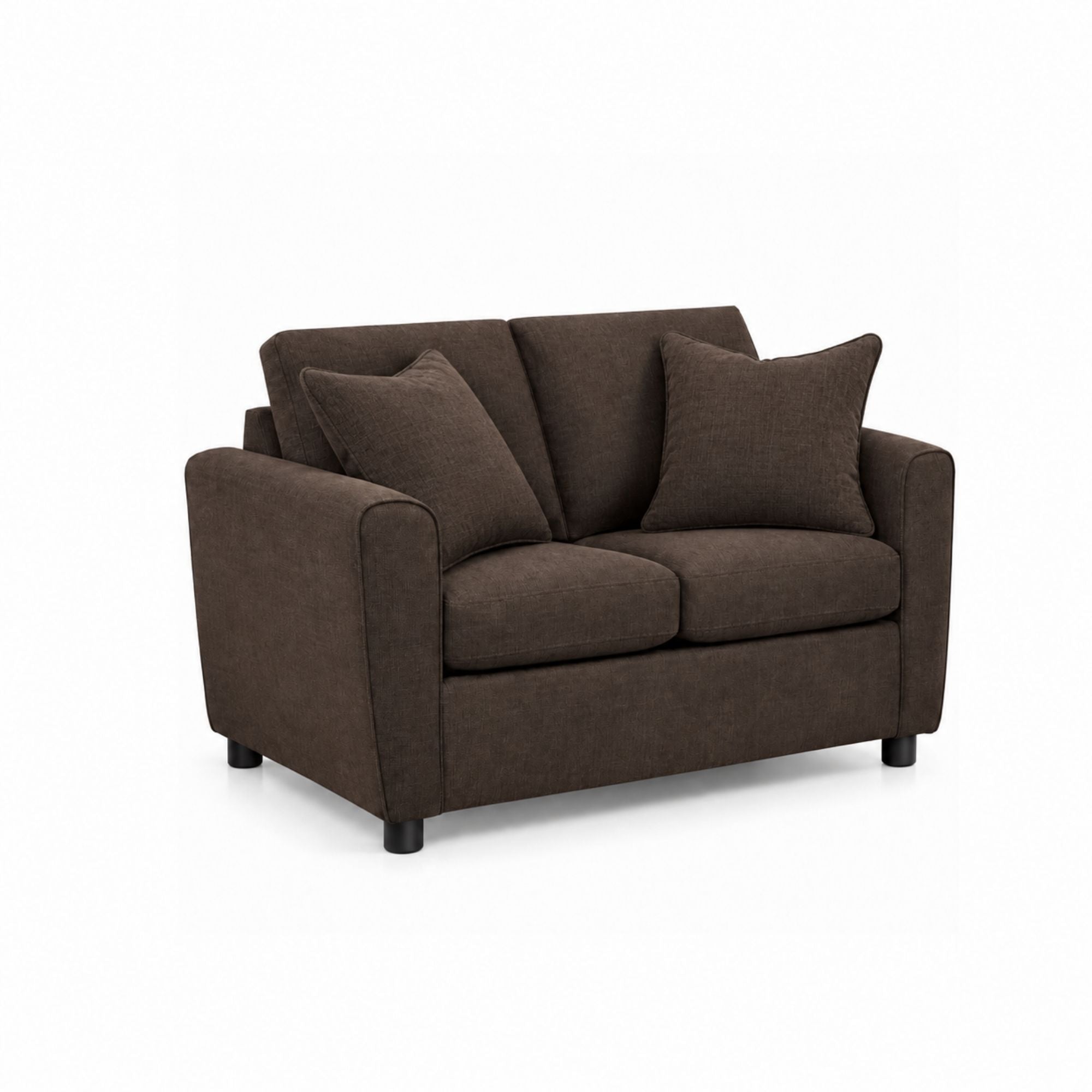 Canadian-made Sofa by Fancy Haven Compact Chocolate Loveseat with plush cushions and sleek design, perfect for small living spaces.