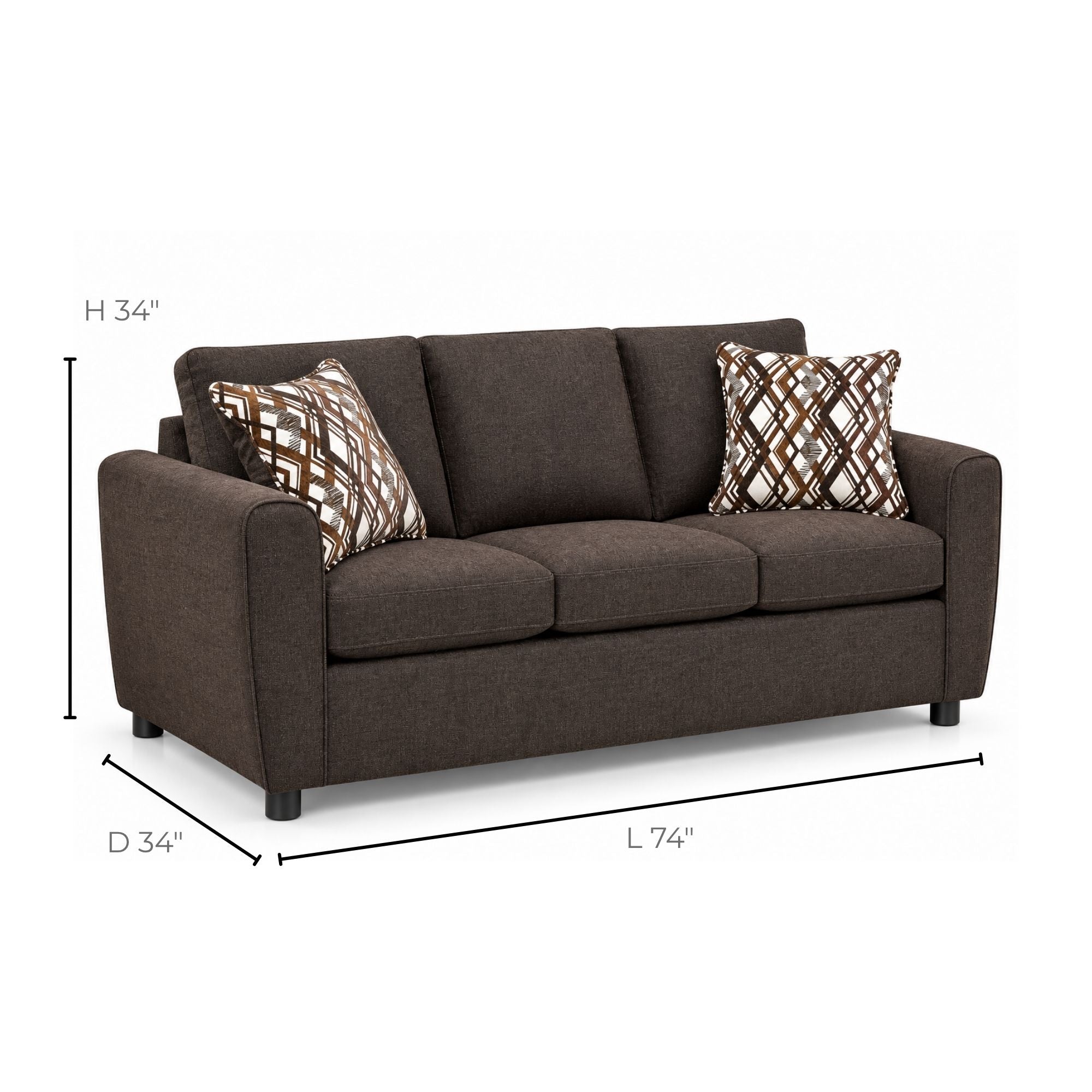 Canadian-made Sofa by Fancy Haven Compact Sofa Set in rich chocolate color, featuring plush cushions and modern design.