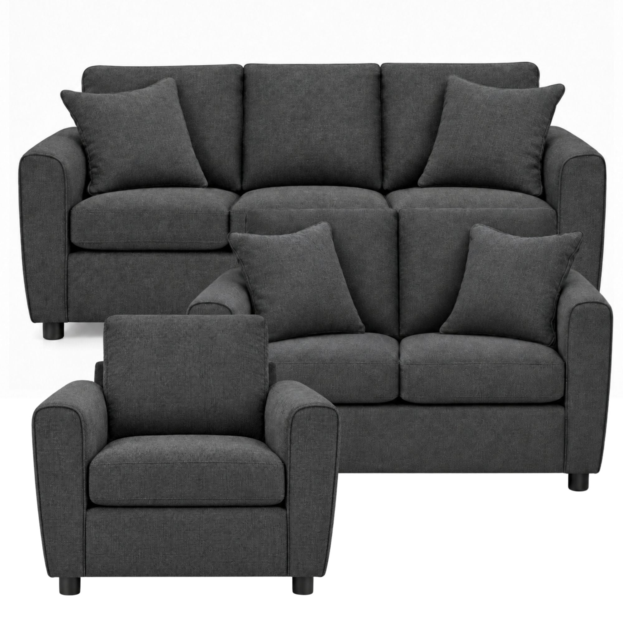 Canadian-made Sofa by Fancy Haven Compact Grey Sofa Set with plush cushions and modern design in a cozy living room setting.