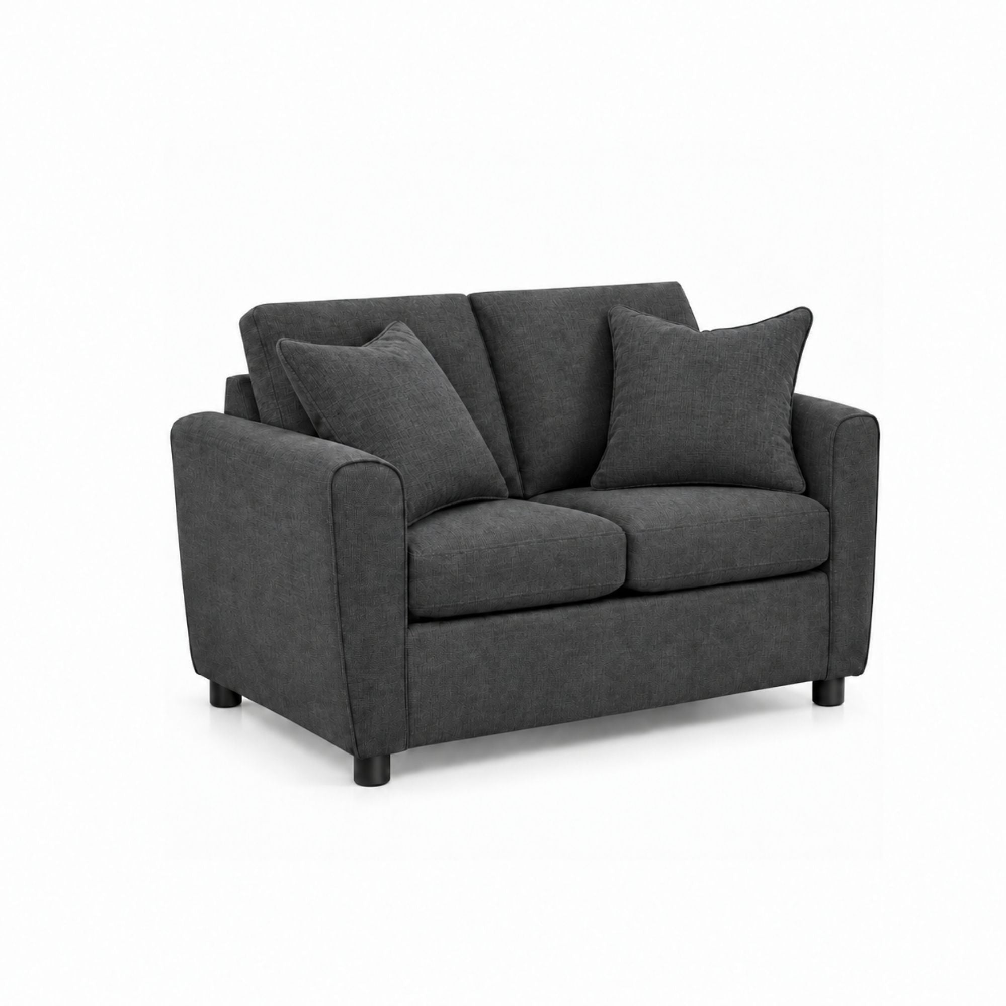 Grey Canadian-made Haven Compact Sofa Set by Sofa by Fancy, featuring modern cushions and a sleek design.