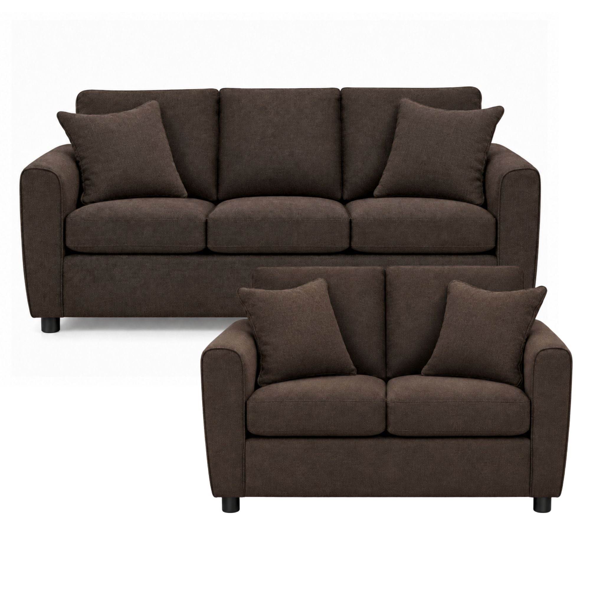 Canadian-made Sofa by Fancy Haven Compact Sofa Set in rich chocolate upholstery, featuring plush cushions and modern design.