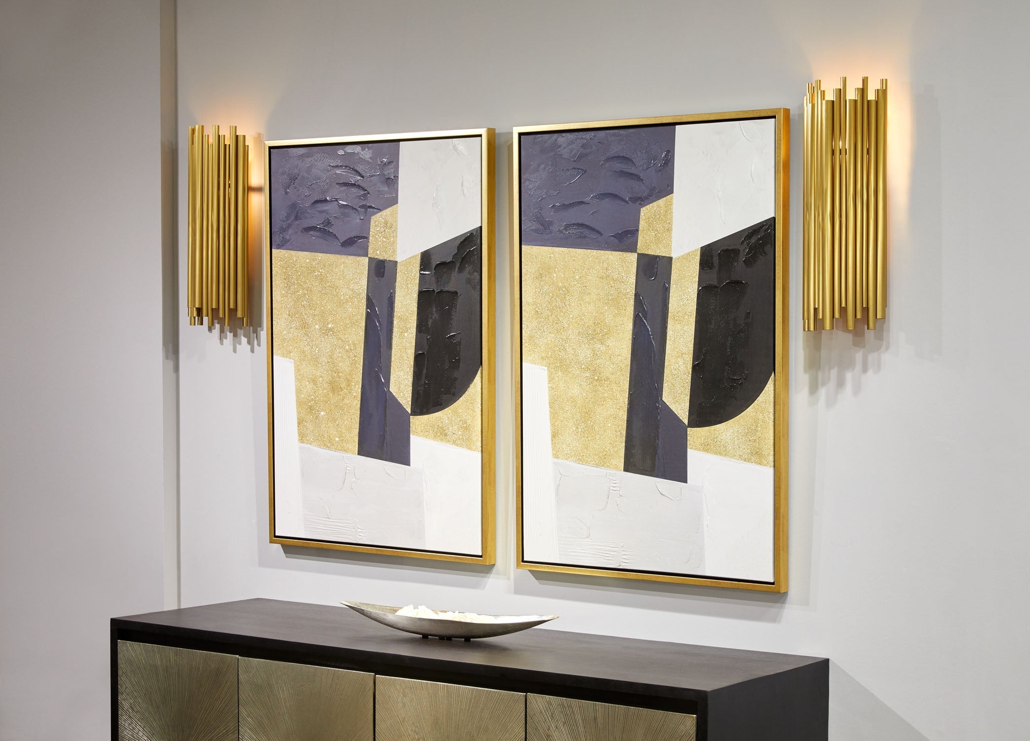 WALL ART White/ Black/Gold.