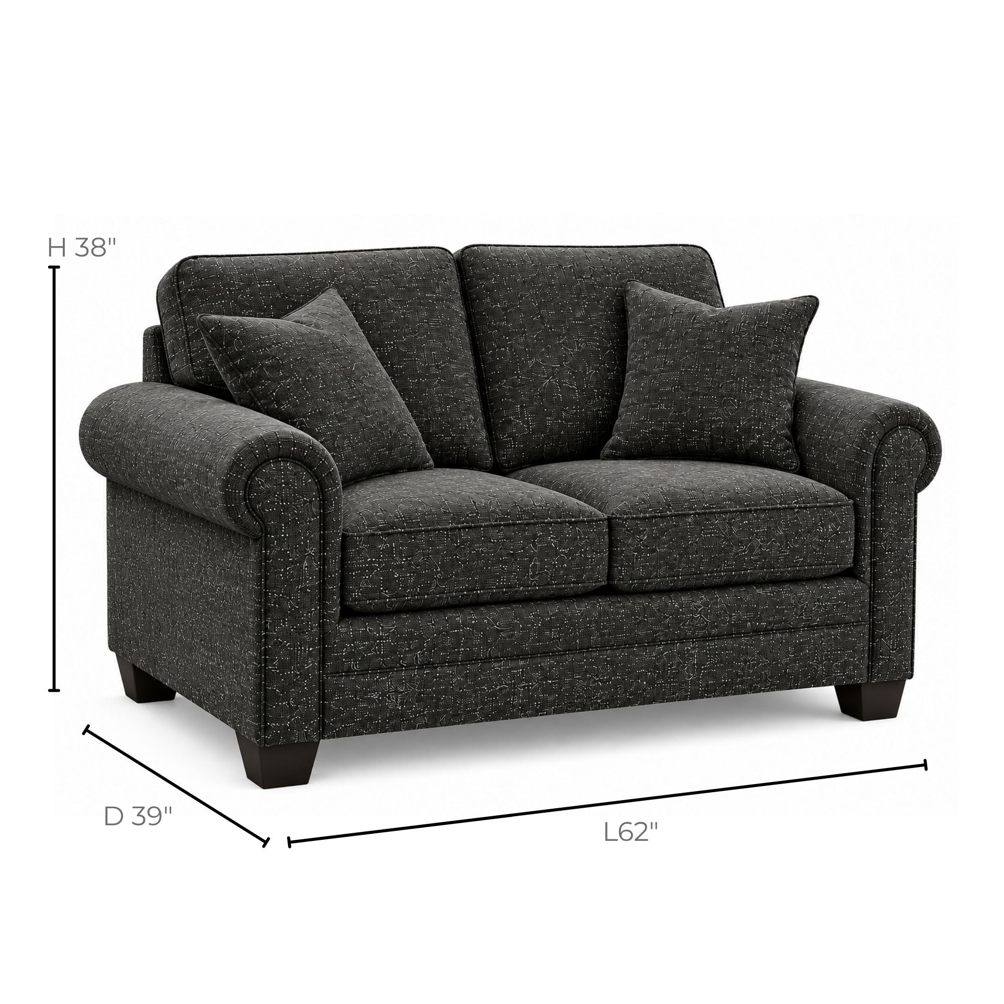 Canadian-made Jeddah Loveseat in Grey