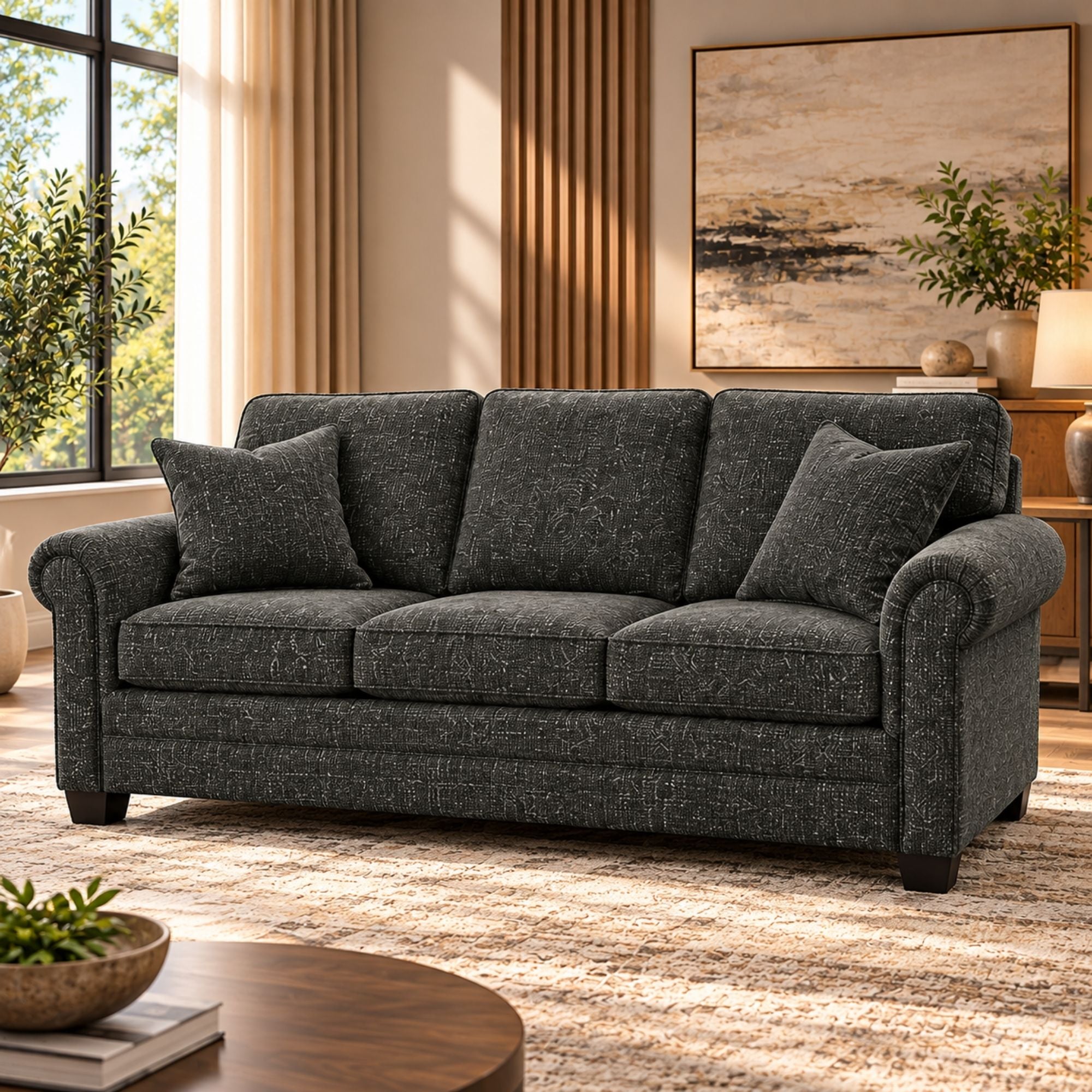 Canadian-made Jeddah Sofa in Dark Grey