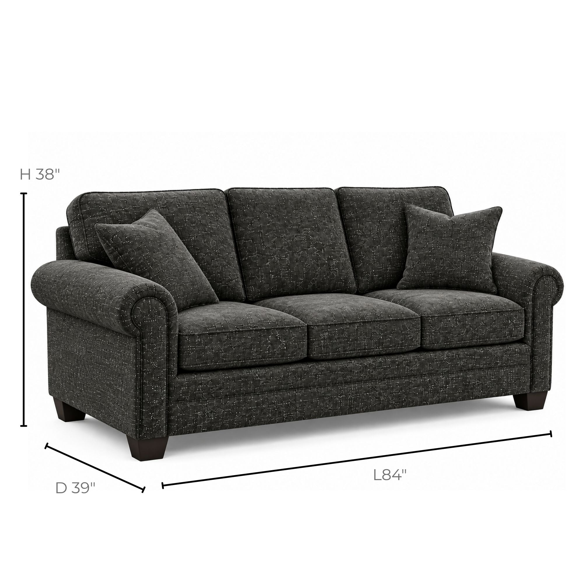 Canadian-made Jeddah Sofa in Dark Grey