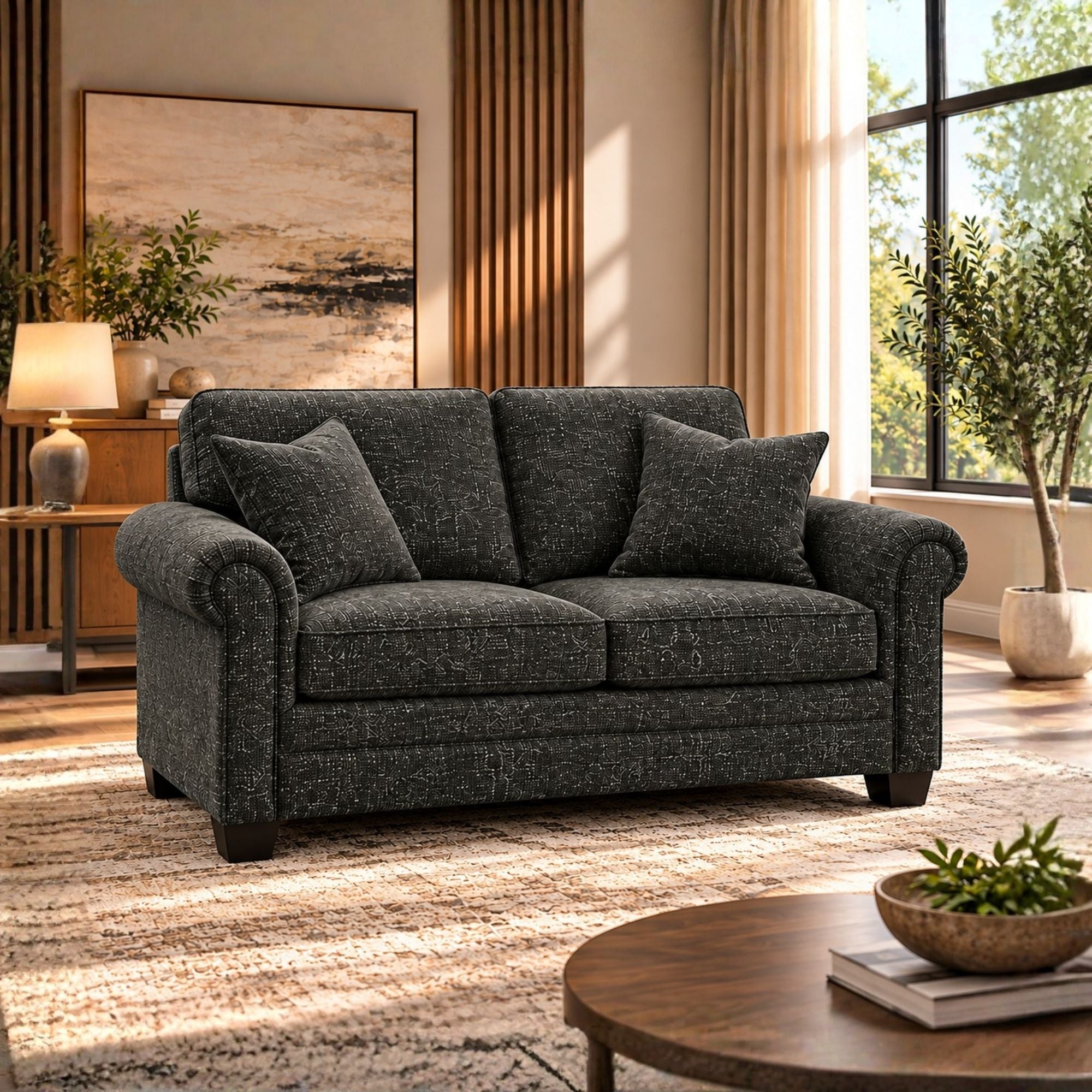 Canadian-made Jeddah Loveseat in Grey
