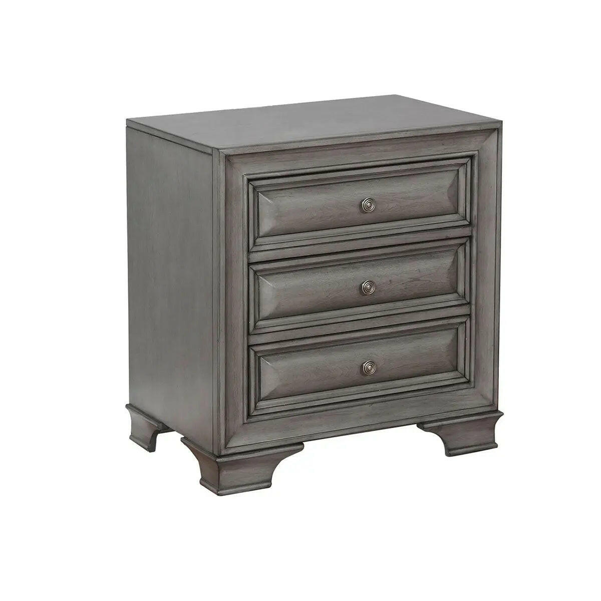 Maz Milton Bedroom Set 1701 in gray, includes bed frame and matching nightstands, stylish modern bedroom furniture.