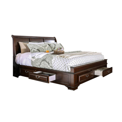 MAZ Milton Collection platform bed in cherry wood with a sleek, modern design and clean lines, shown without background.