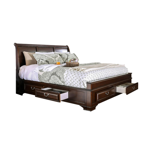 MAZ Milton Collection platform bed in cherry wood with a sleek, modern design and clean lines, shown without background.