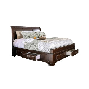 Maz Milton Collection platform bed in cherry wood with a sleek, modern design and clean lines, shown without background.