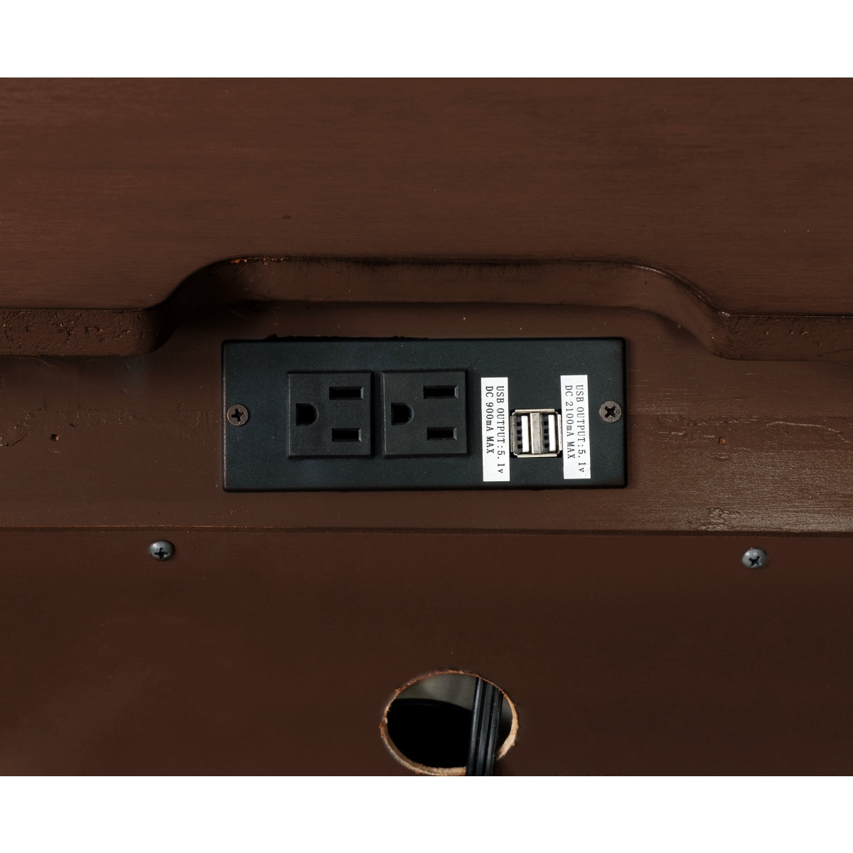 Maz Milton Collection cherry nightstand with built-in USB charging port, featuring a sleek bedside storage design.