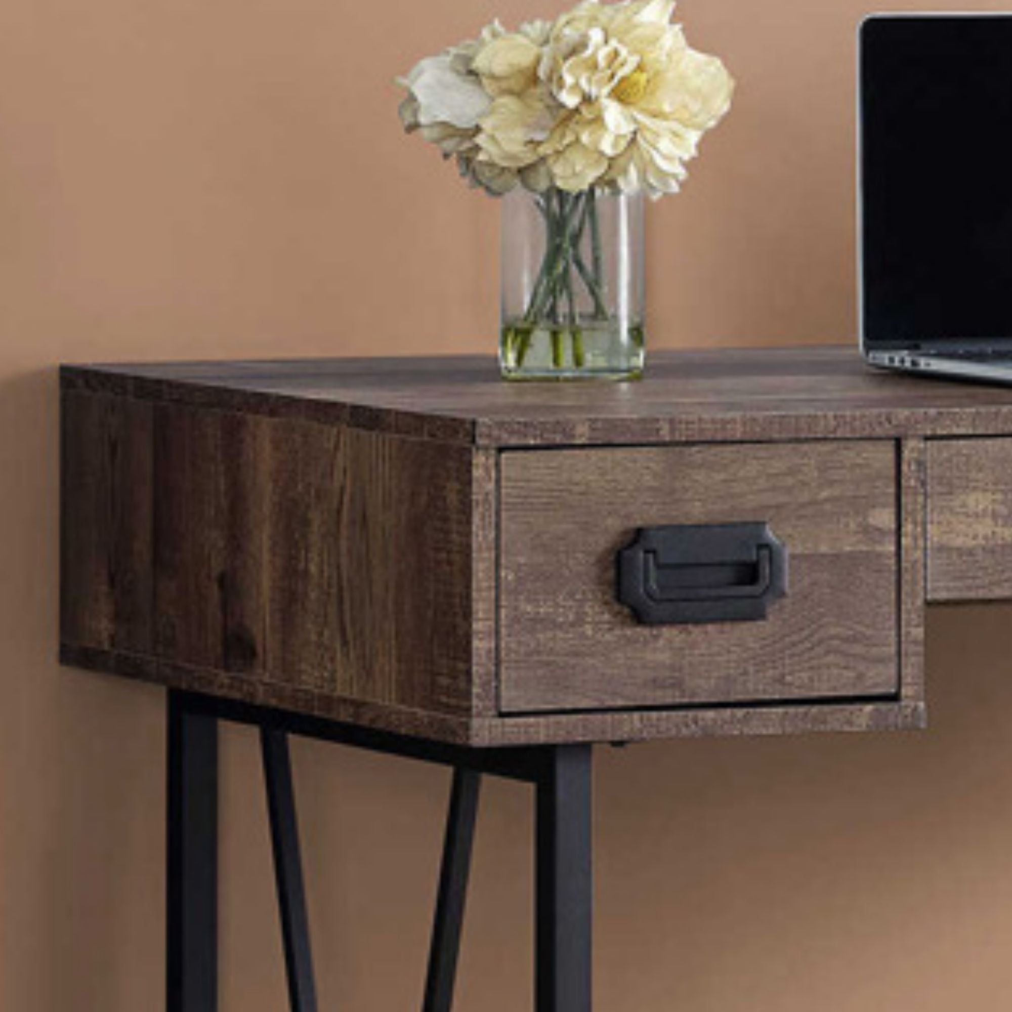 Brown Virella 48-inch Monarch Specialties office desk with spacious tabletop and modern design, ideal for home or office workspace.