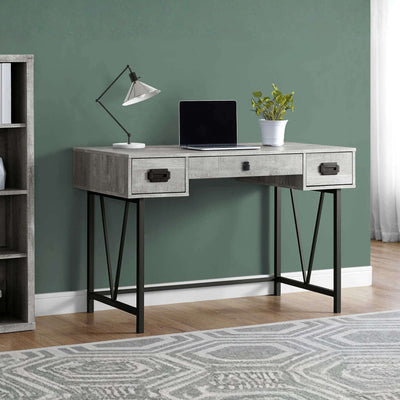 Grey Monarch Specialties Virella 48-inch office computer desk with a spacious surface and modern design.