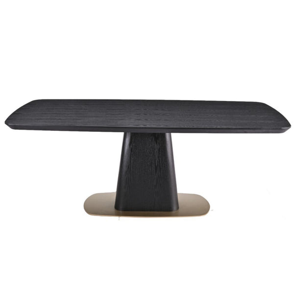 Black Ryaan rectangular dining table by Brassex with sleek design and sturdy wooden legs, perfect for modern dining rooms.