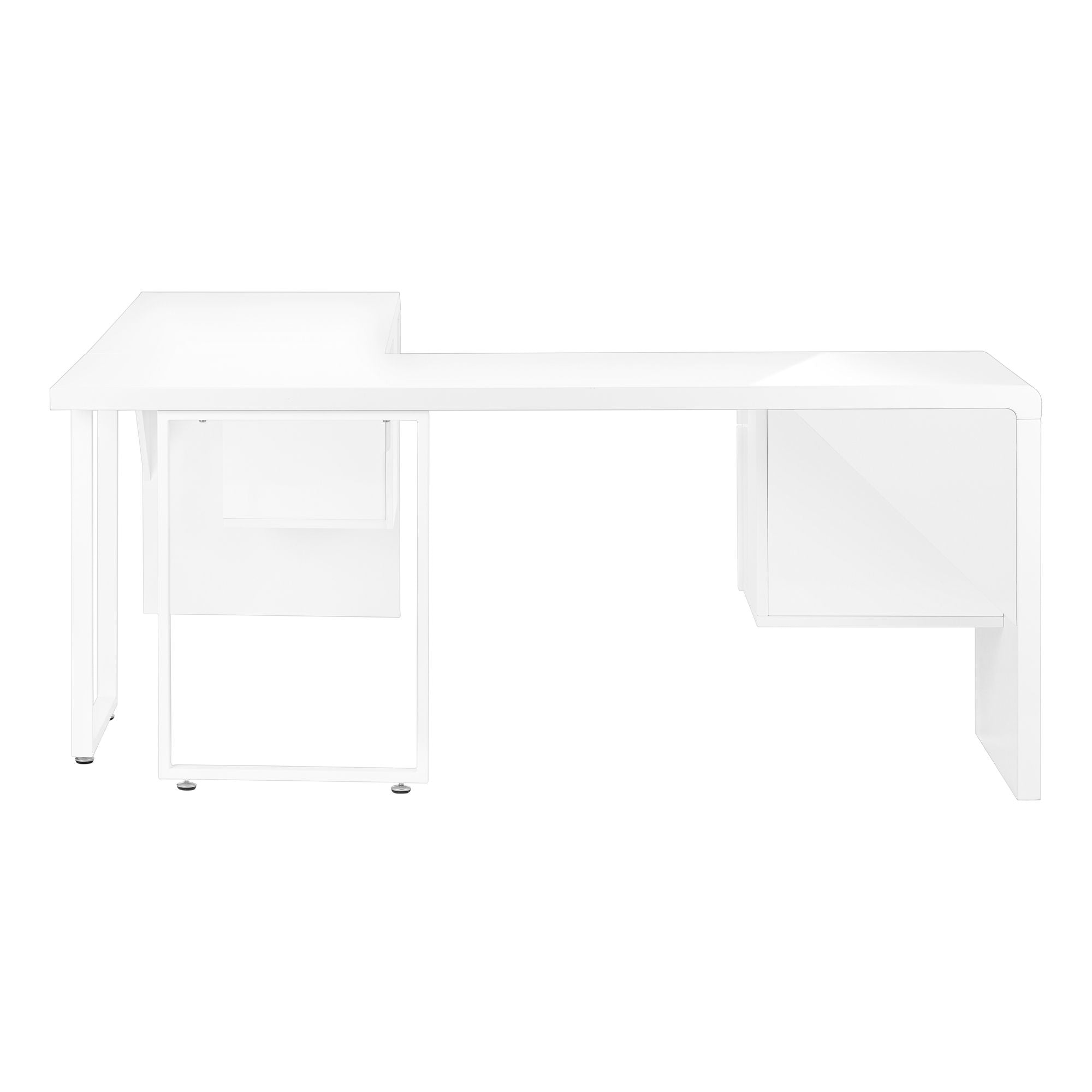 Monarch Specialties Craftiva 72-inch L-shape office desk in glossy white finish with spacious work surface.