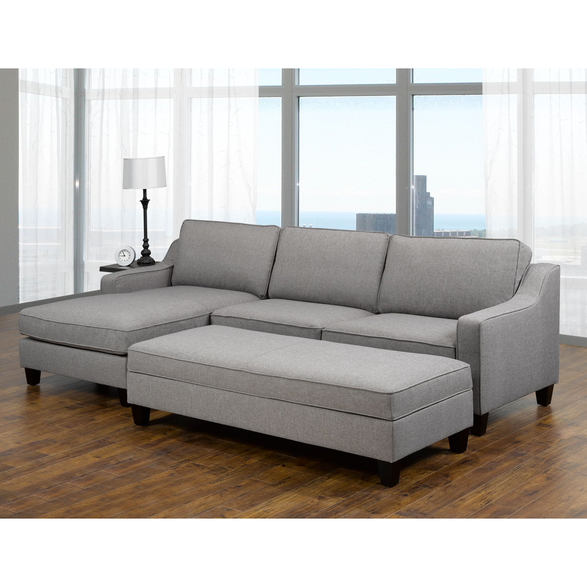 Sectional & Ottoman in Grey 17601.