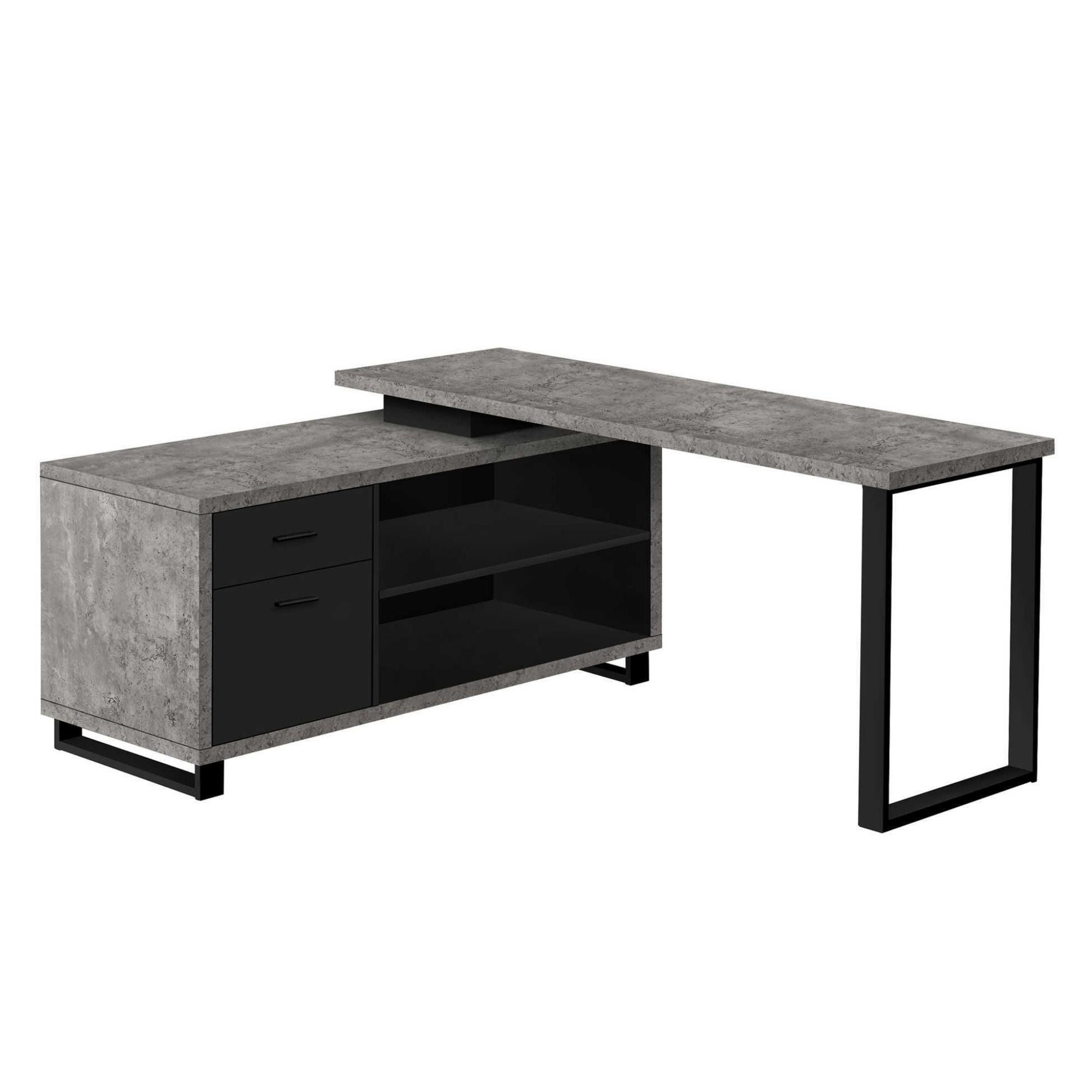 Nexora 72-inch grey and black office computer desk by Monarch Specialties with a sleek, modern design and spacious work surface.