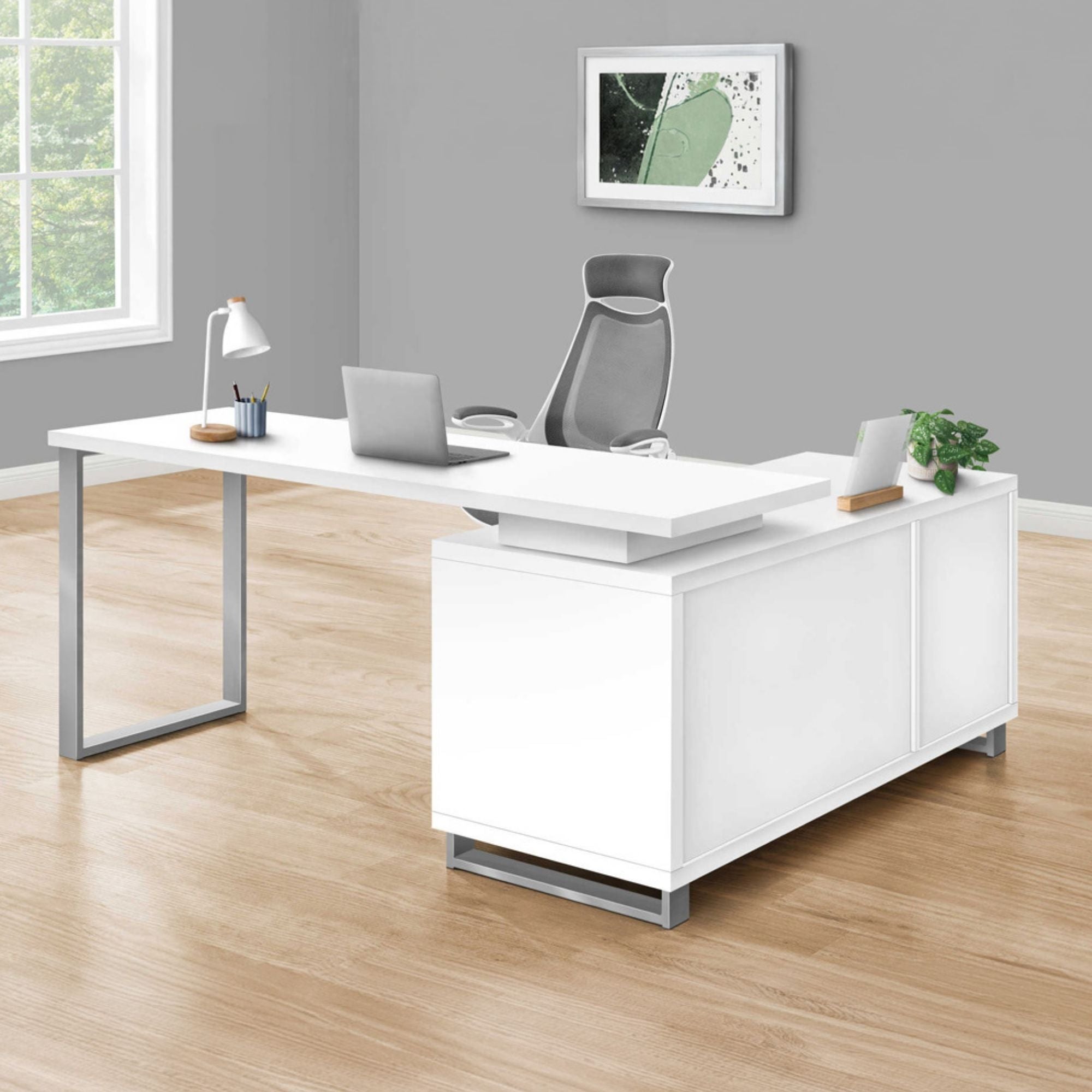 White Monarch Specialties Nexora 72-inch office computer desk with sleek, modern design and spacious workspace.