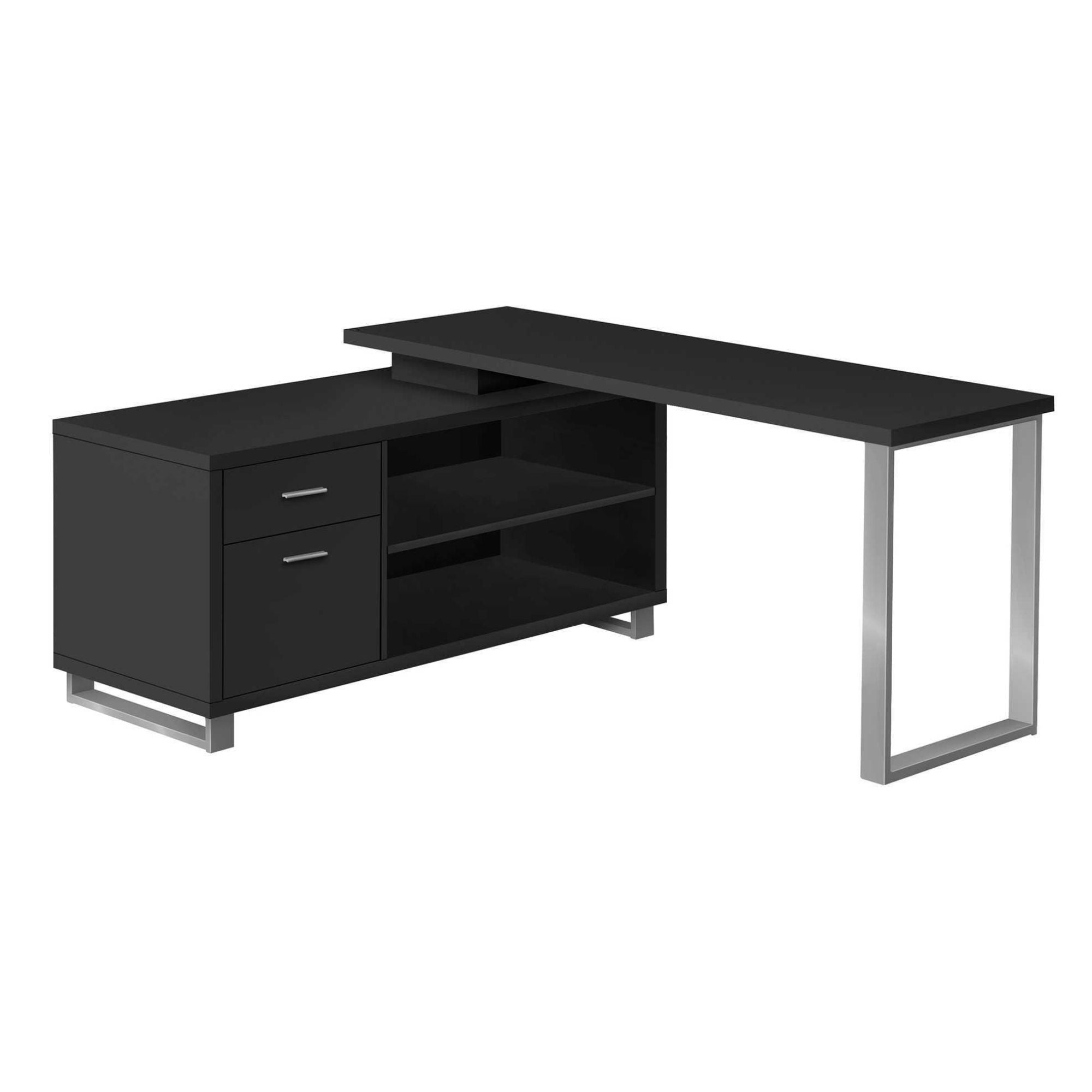 Black Nexora 72-inch office computer desk by Monarch Specialties with a sleek, modern design and spacious work surface.