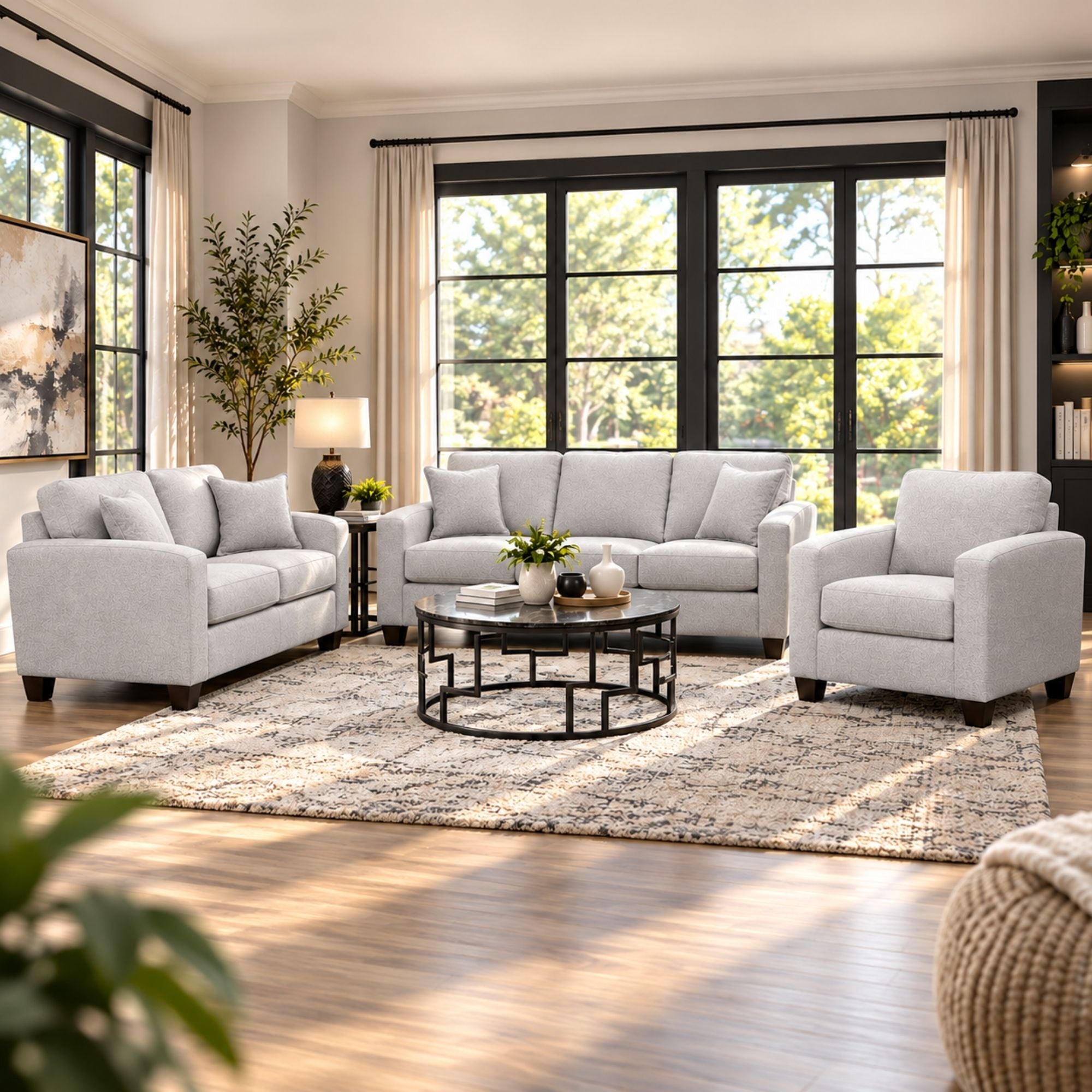 Canadian-made Encore Sofa Set in Light Grey