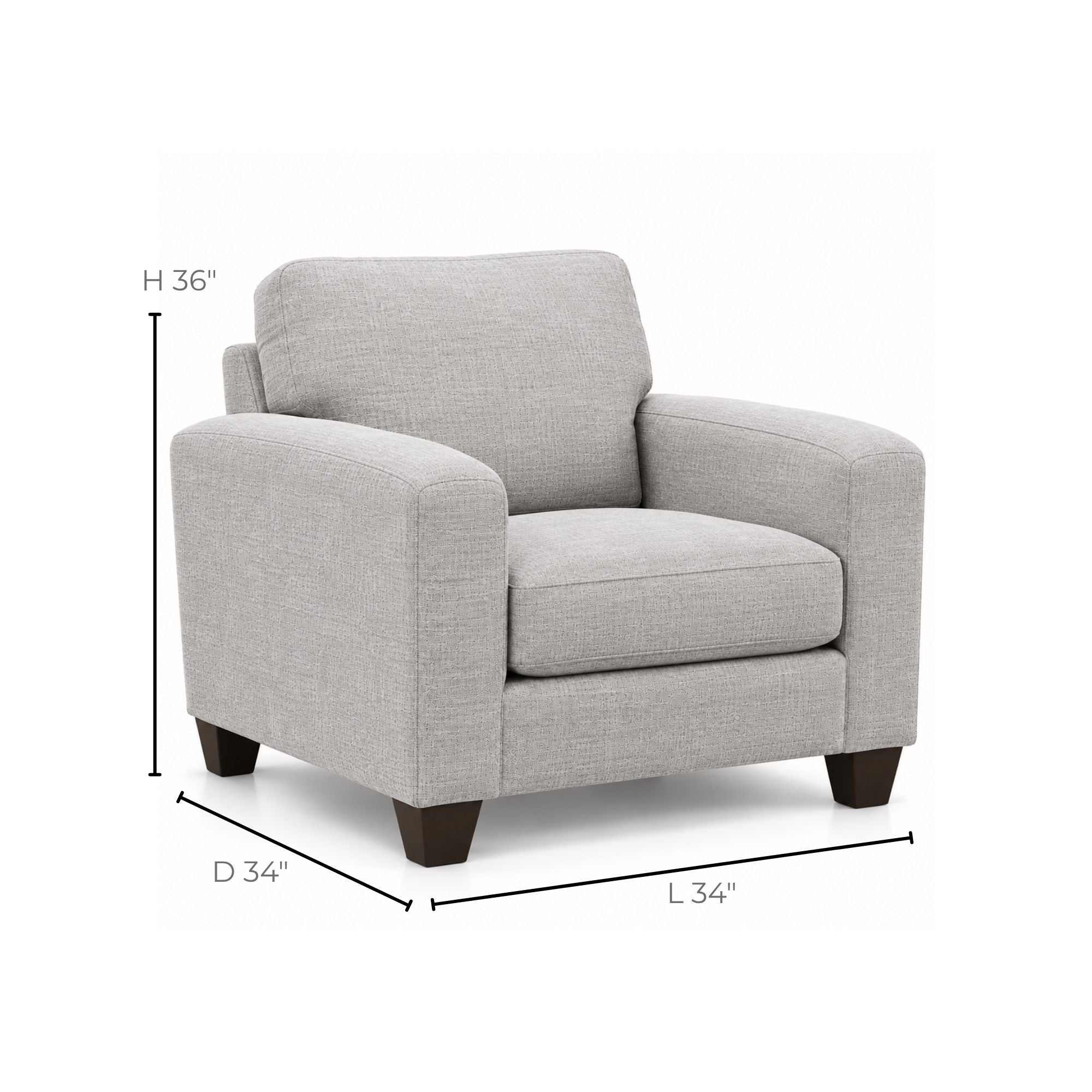 Canadian-made Encore Sofa Chair in Light Grey