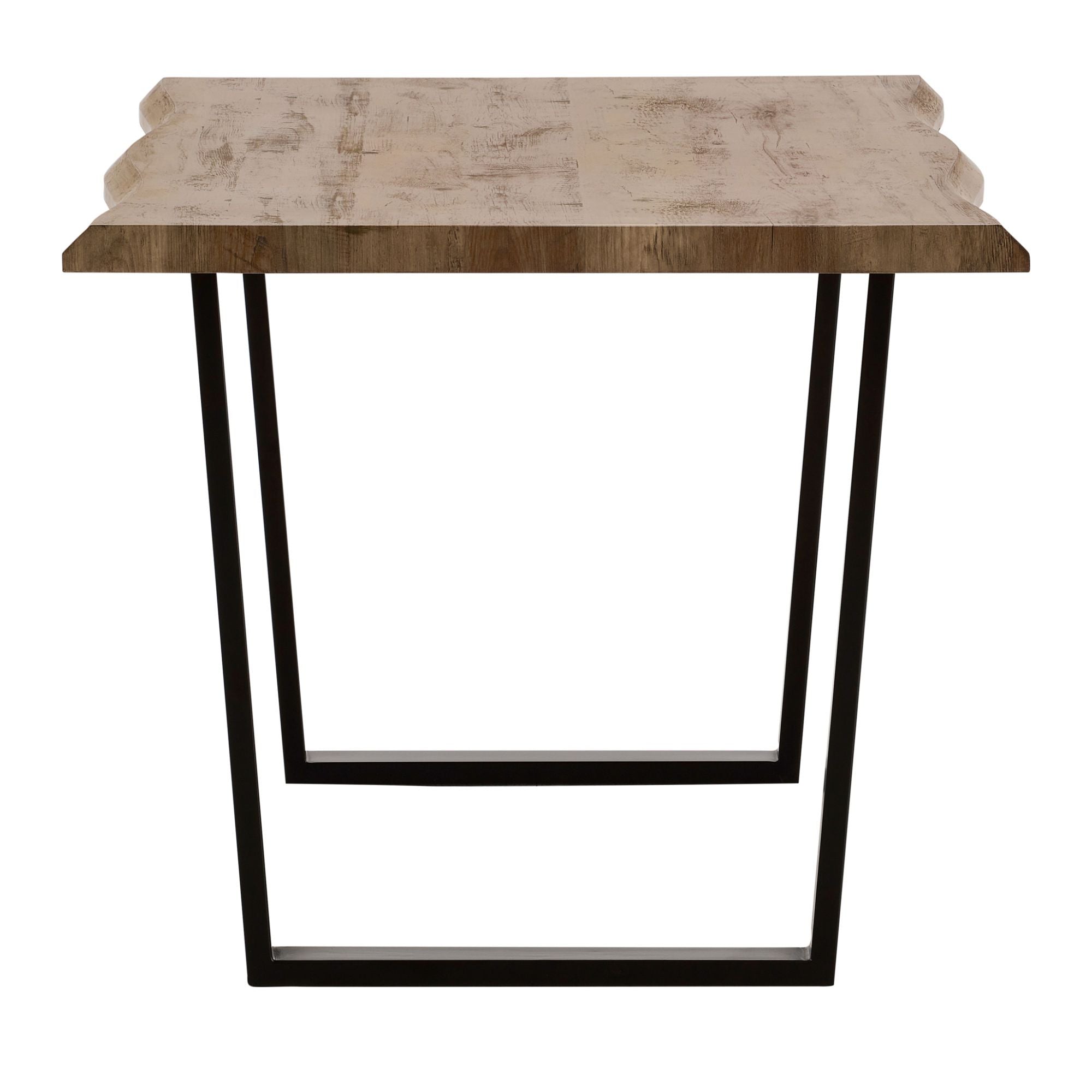 Natural Dining Set with Black Faux Leather Chairs