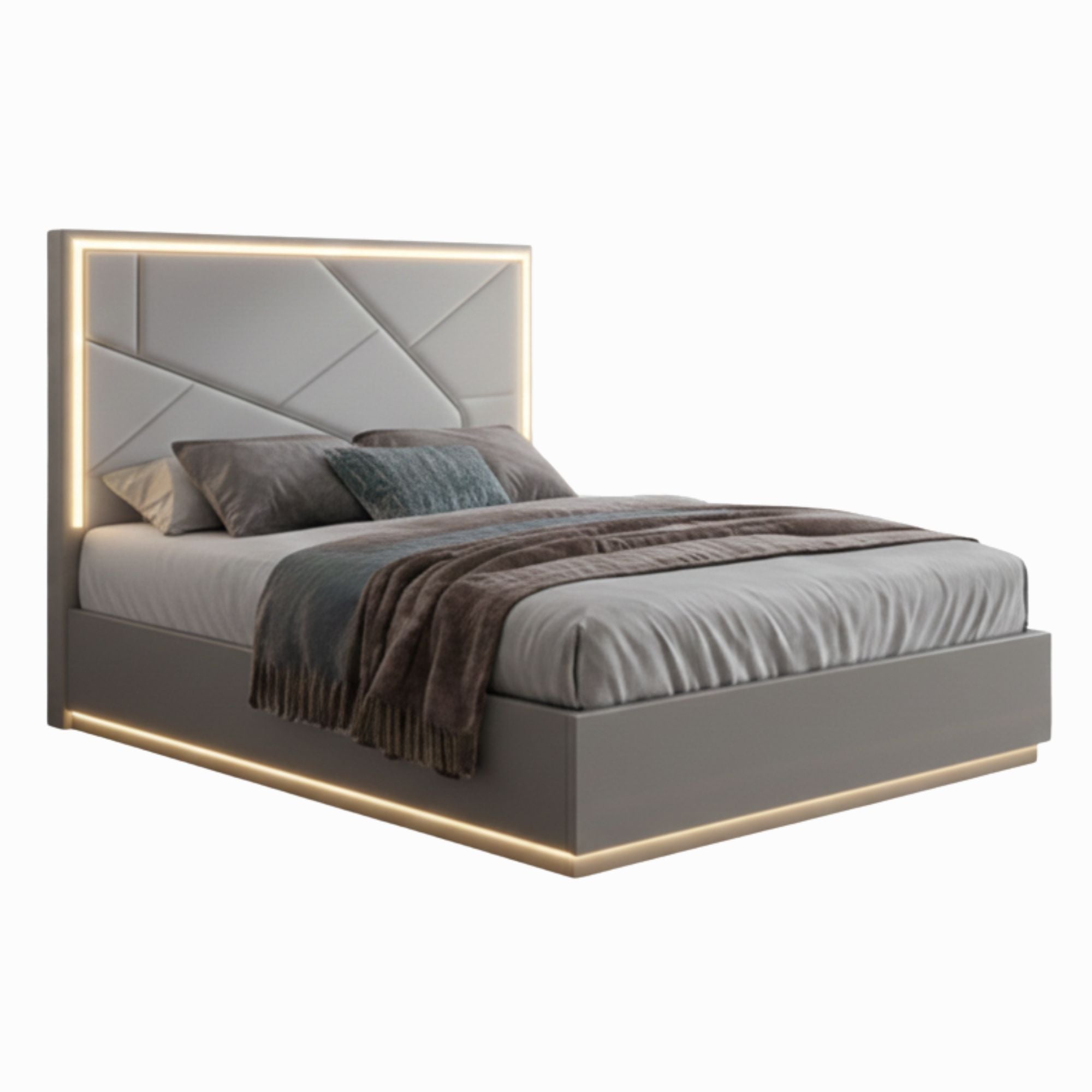 Tresoria Lacquer Finish Lift-Up Storage Bed in Light Grey | CastleUp Experience Centre