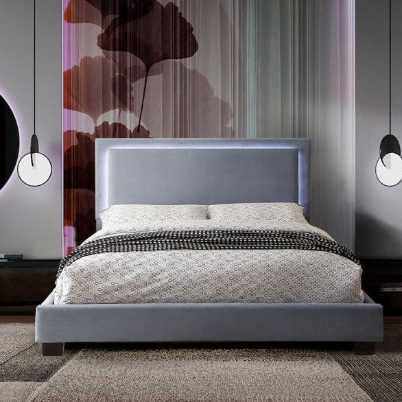 Lumina LED Upholstered Platform Bed Grey | CastleUp Experience Centre Online Furniture