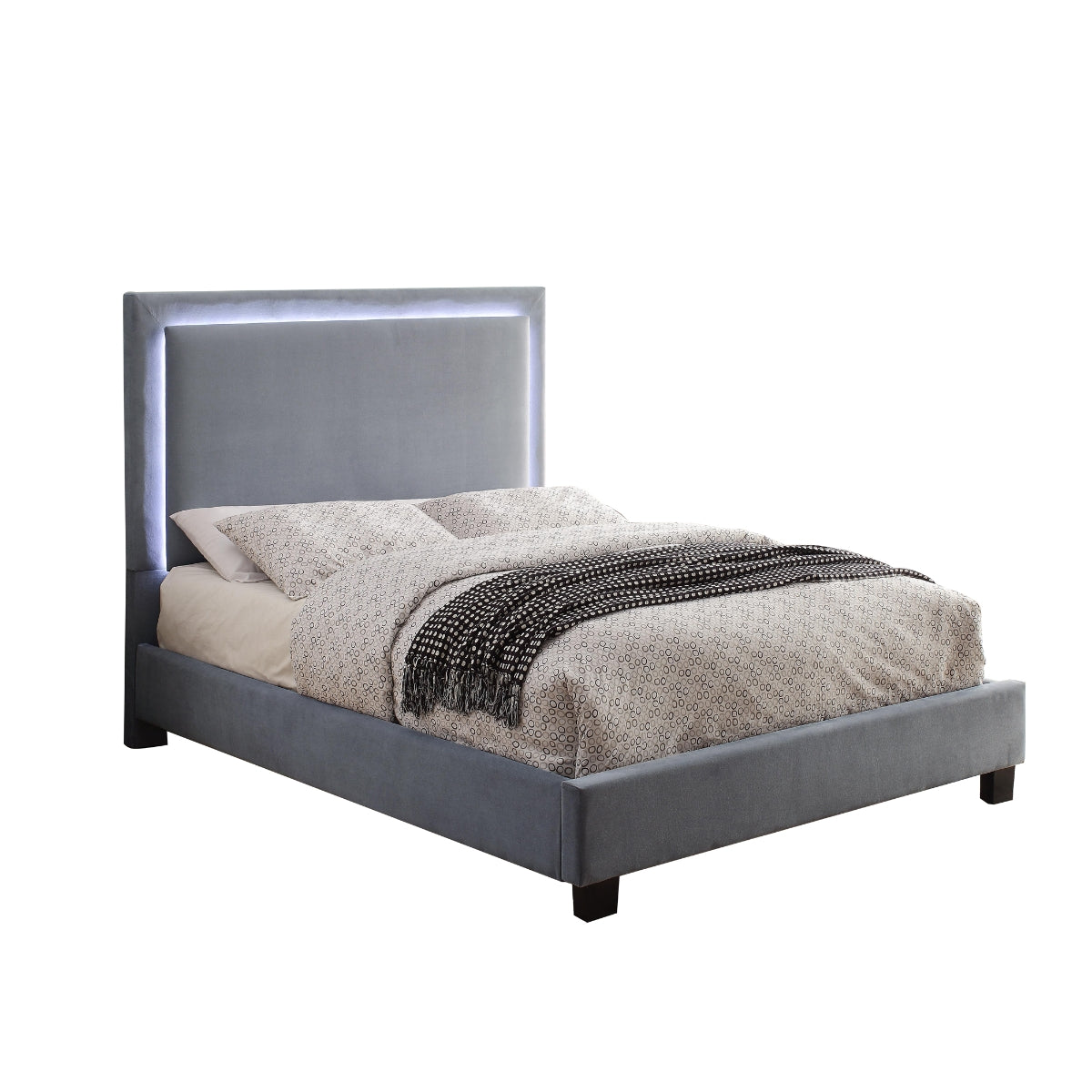Lumina LED Upholstered Platform Bed Grey | CastleUp Experience Centre Online Furniture