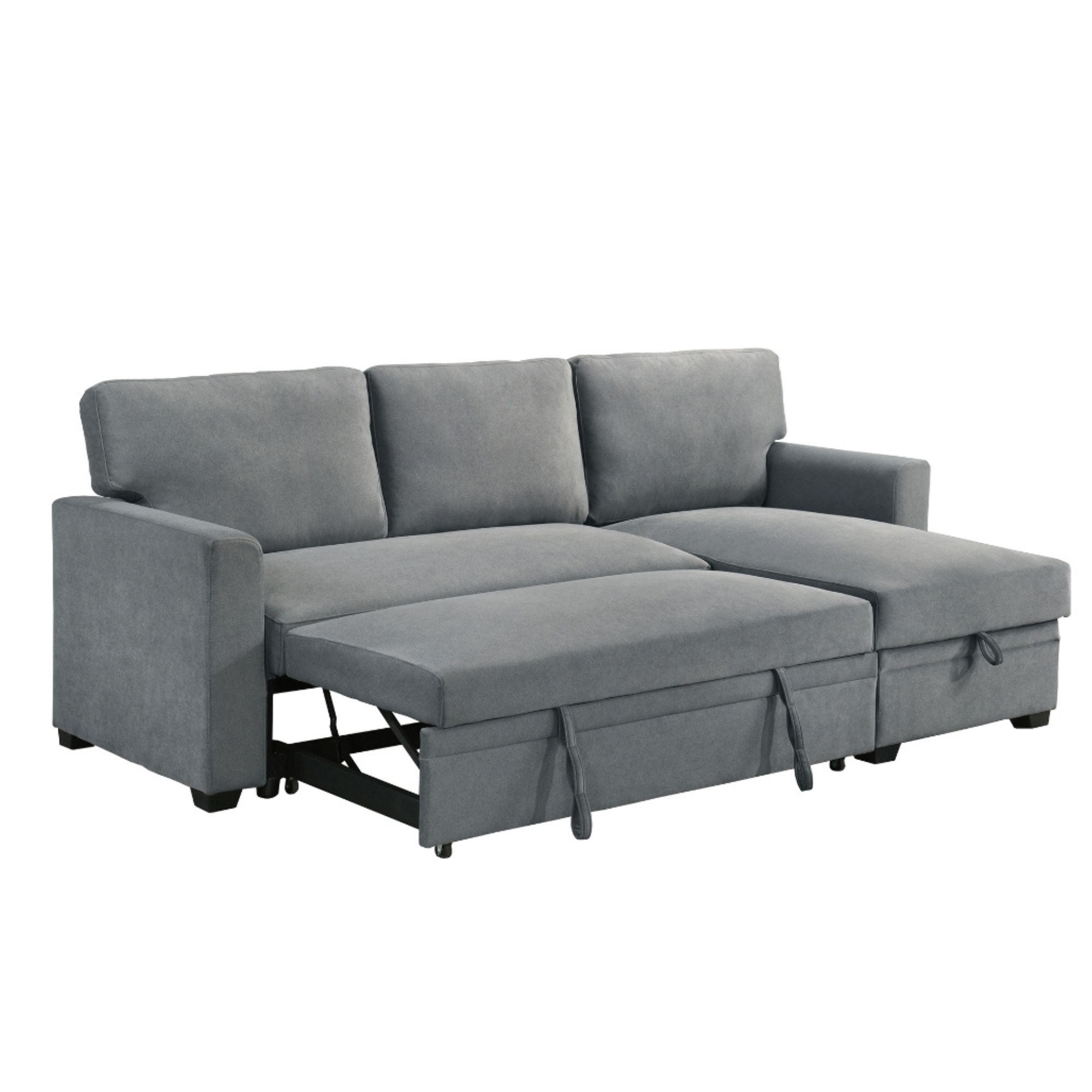Ariadne 2-piece grey sectional sofa by MAZ, showing plush fabric cushions and modern design in a living room setting.
