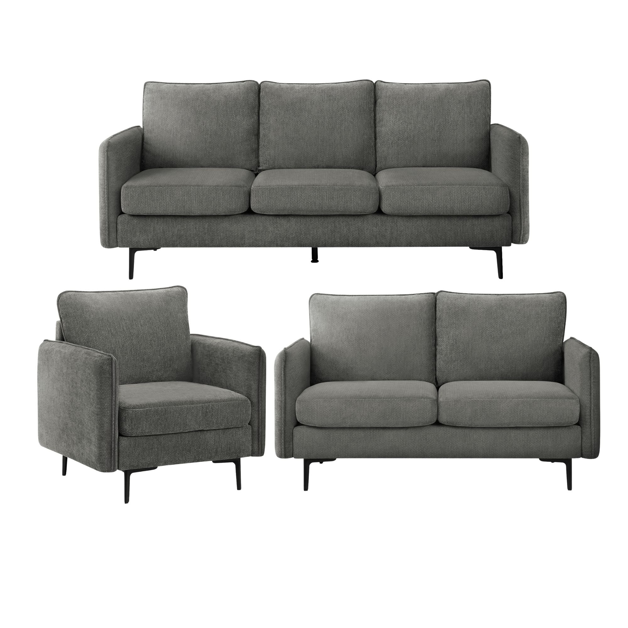 Everett Sofa Set Dark Grey | CastleUp Experience Centre Online Furniture