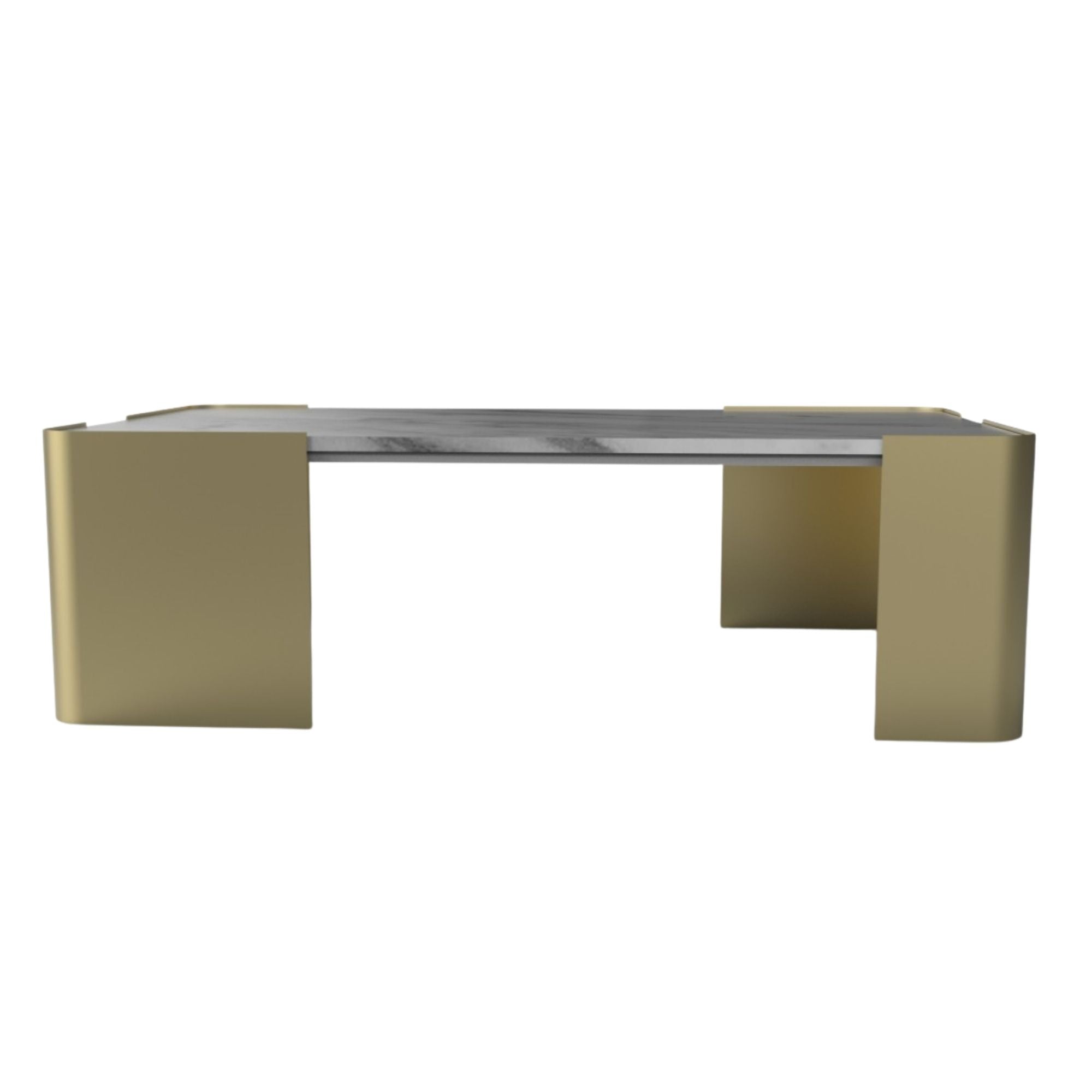 Brassex Hugo gold coffee table with sleek, modern design, featuring a smooth rectangular surface and sturdy legs.