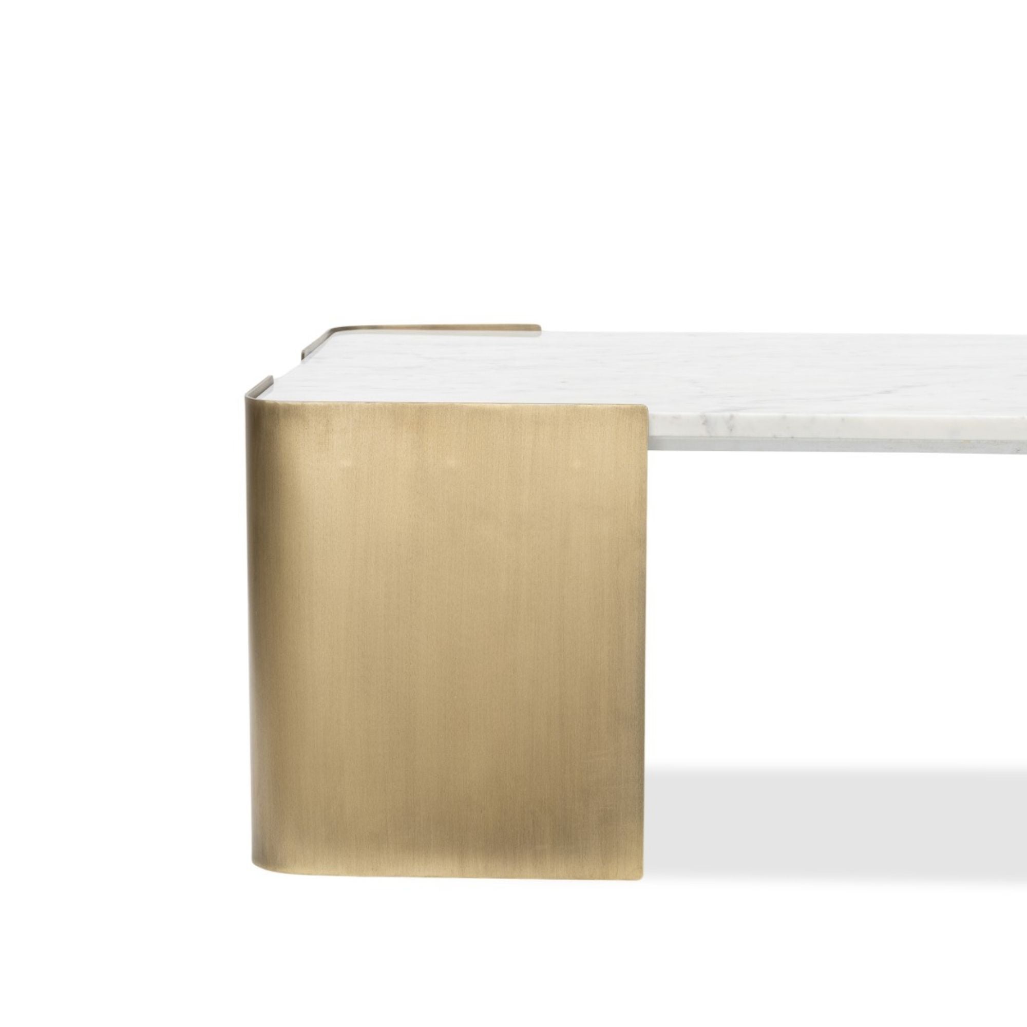 Brassex Hugo gold coffee table with sleek round top and modern design, perfect for contemporary living room decor.