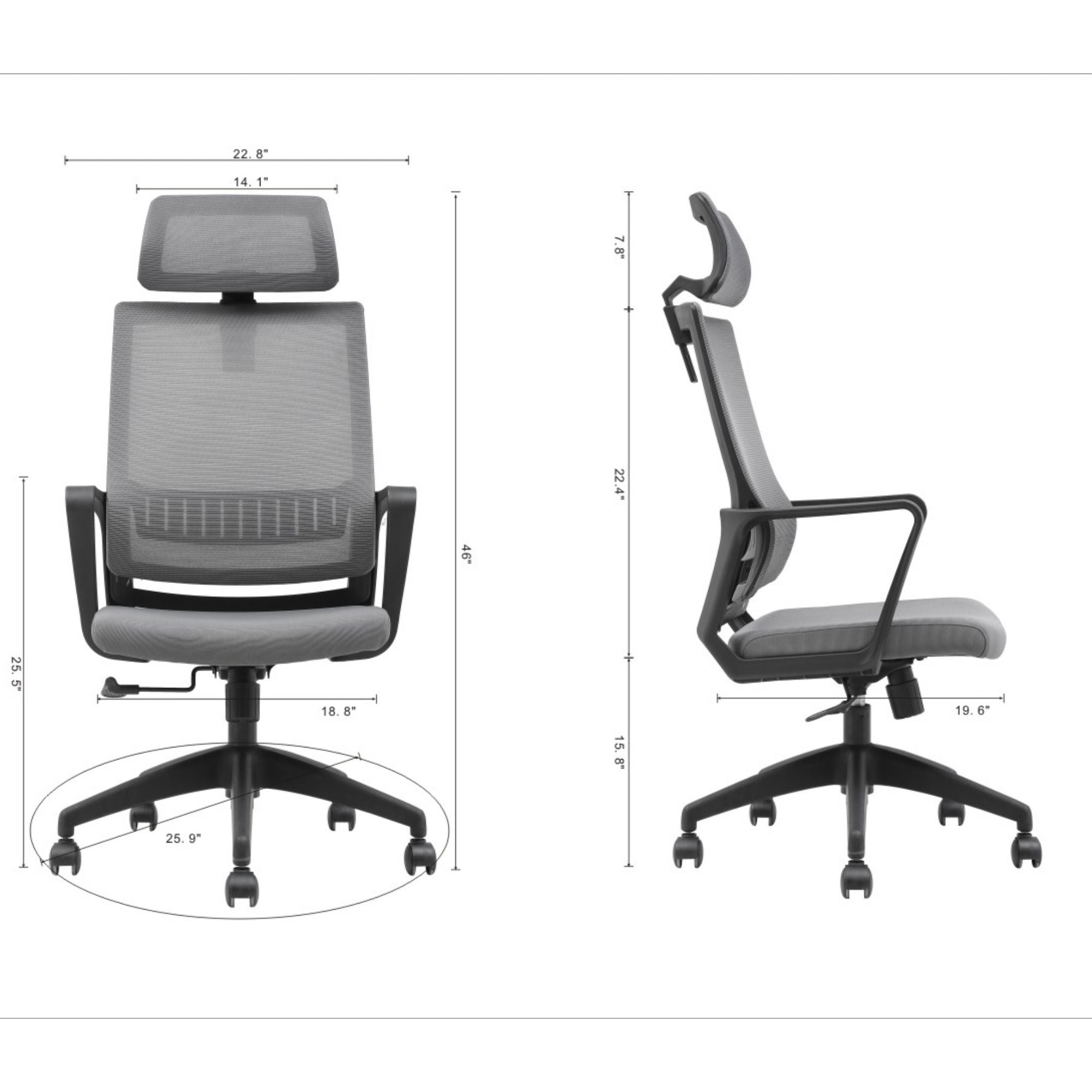 Office Chair in Grey 2222 GR | CastleUp Experience Centre Online Furniture