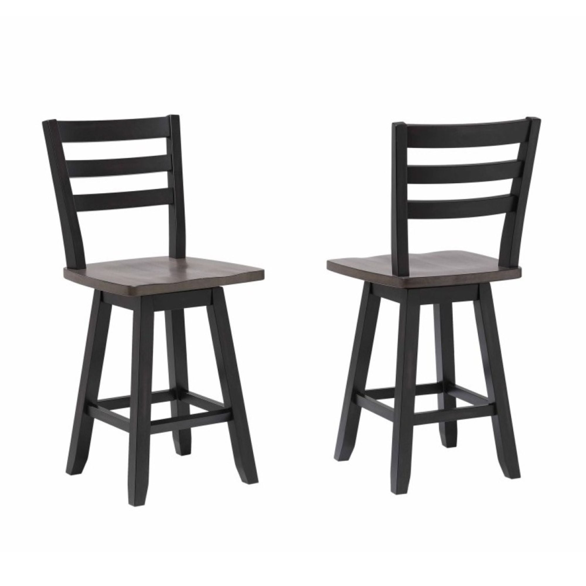 Counter Height Swivel Bar Stool Set of 2 in Oak/Dark Grey 22315.