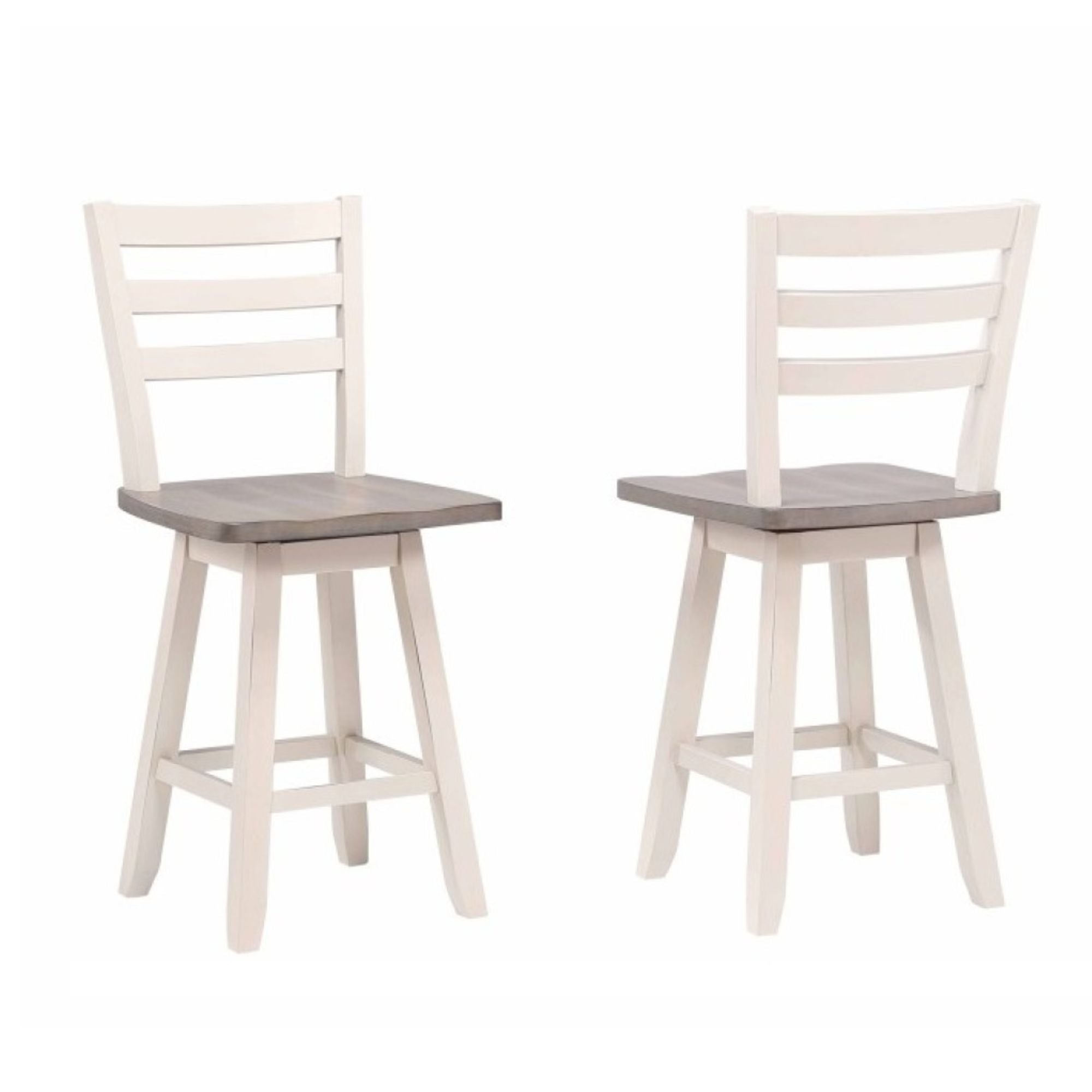 Counter Height Swivel Bar Stool Set of 2 in Grey /White 22316.