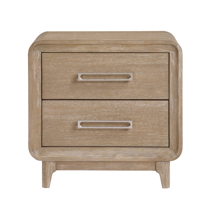 MAZ Wilshire Collection nightstand with a sleek wooden finish and modern design, featuring a drawer and open shelf.