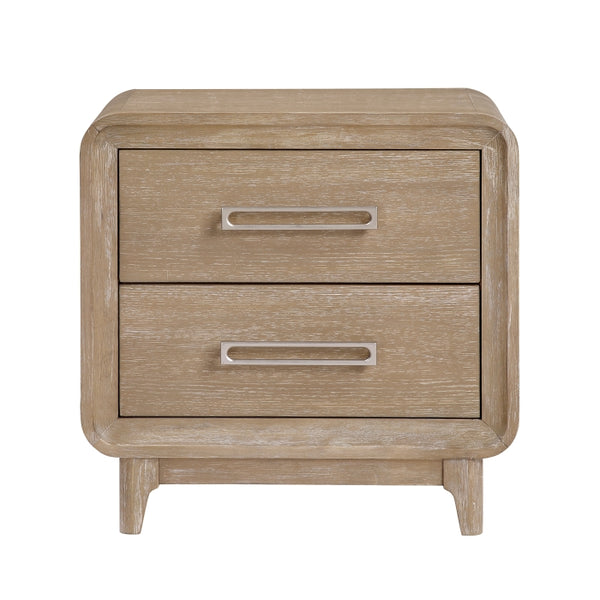 MAZ Wilshire Collection nightstand with a sleek wooden finish and modern design, featuring a drawer and open shelf.