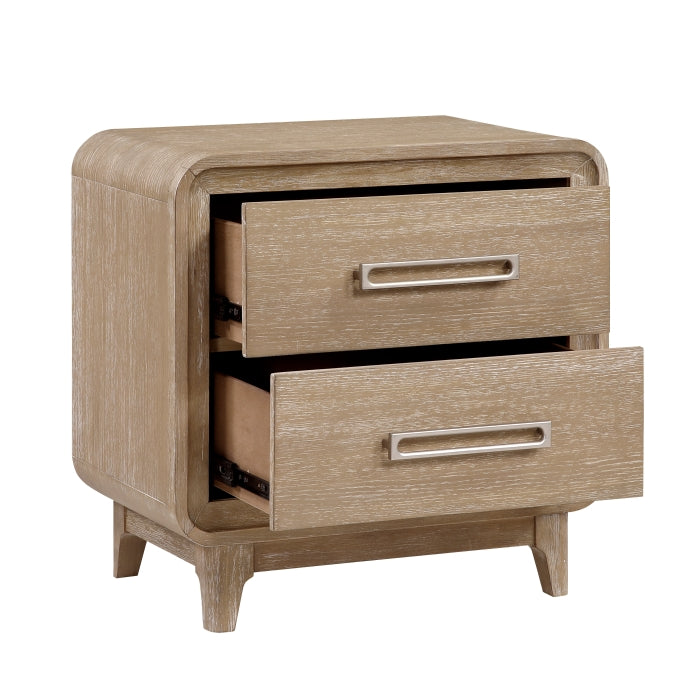 Open view of the MAZ Wilshire Collection Nightstand showing its sleek wooden surface and modern design.