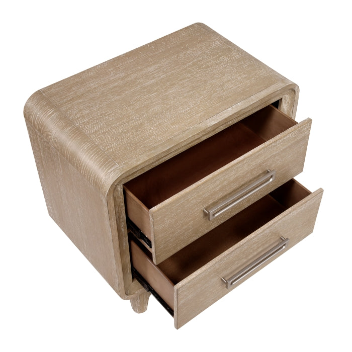 Open view of MAZ Wilshire Collection nightstand showing drawer and wood finish on a plain background.