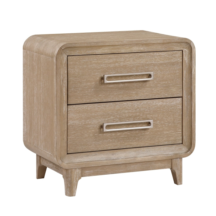 MAZ Wilshire Collection nightstand with a sleek wood finish, featuring a drawer and open shelf for bedroom storage.